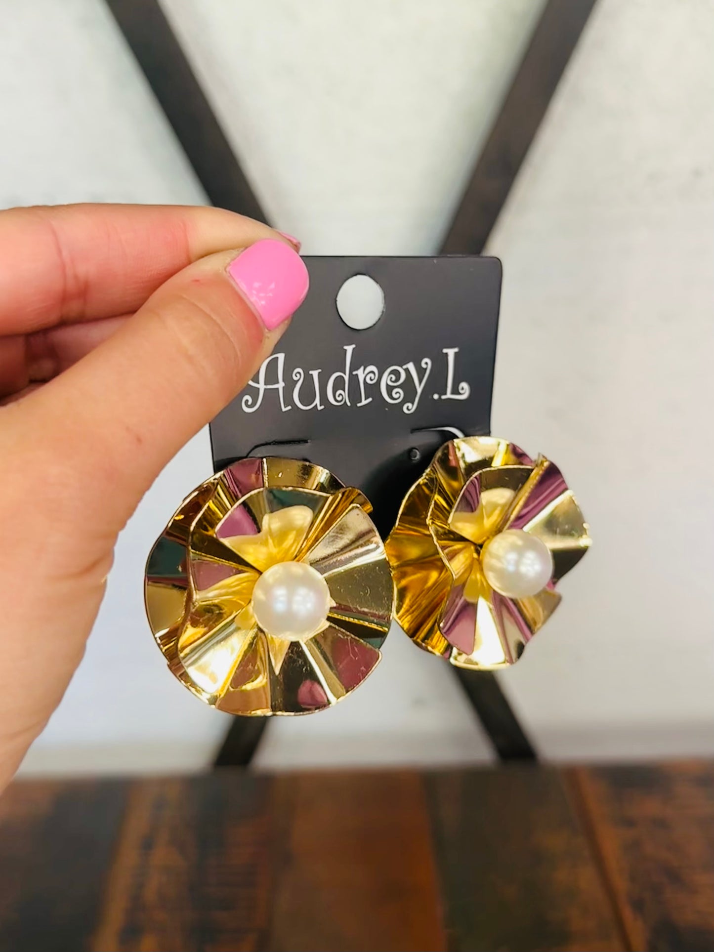 Pearl Stud Metal Statement Earring