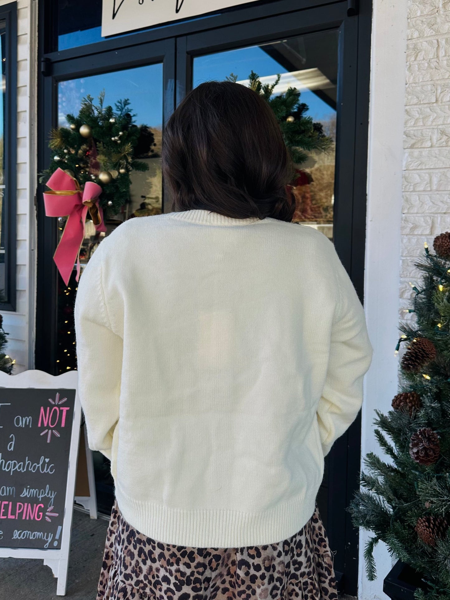 The Ivory Ribbon Bow Cardigan