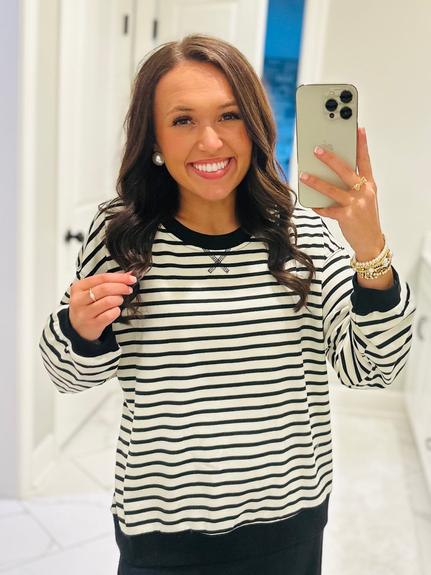 The Ivory + Black Striped Pullover