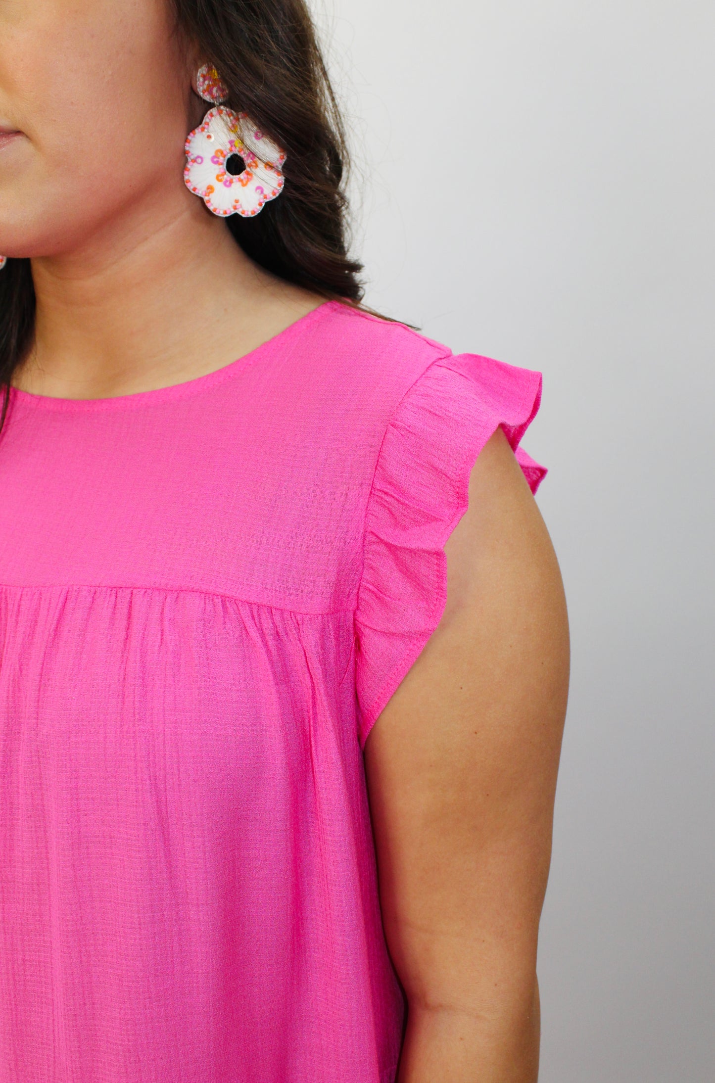 Solid Hot Pink Tiered Midi Dress