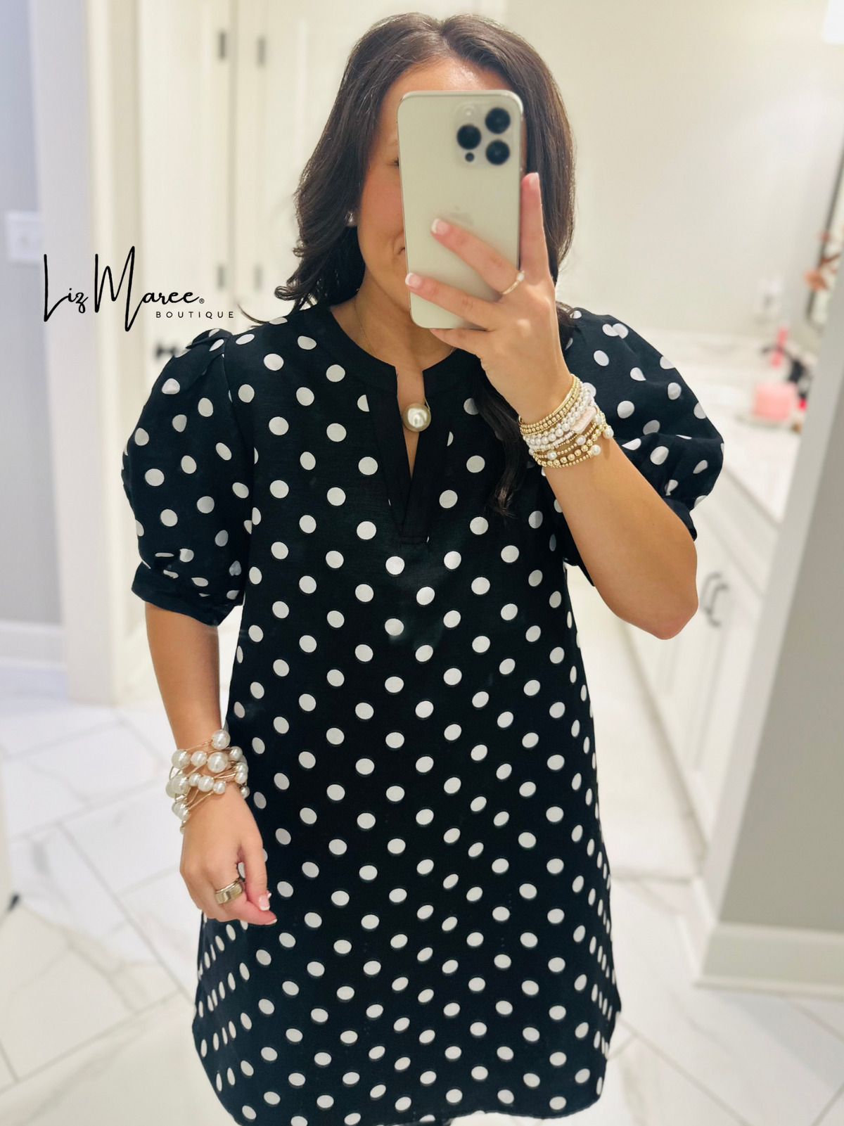 The Baylie Black Polka Dot Dress