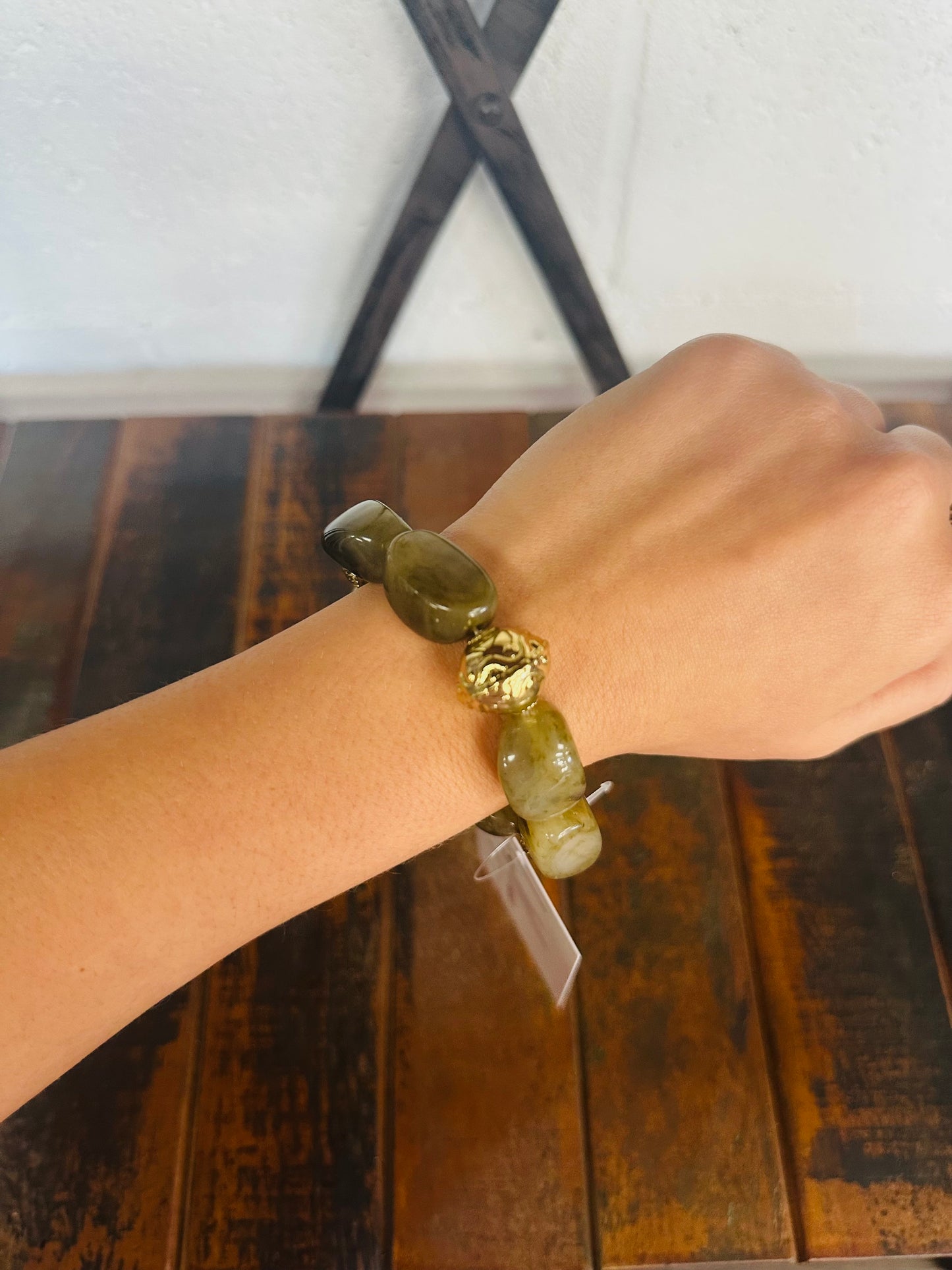 Green Marble Beaded Bracelet