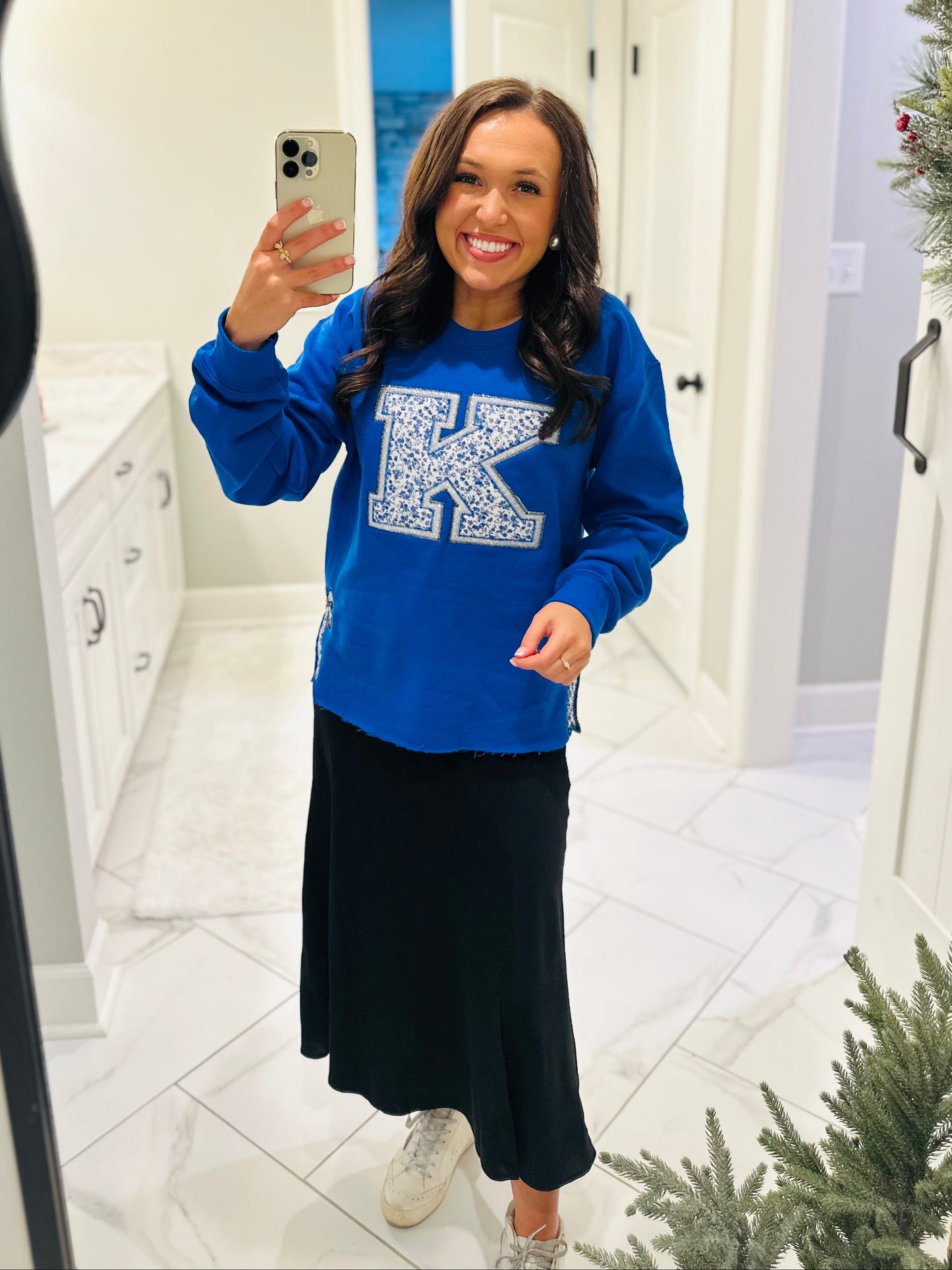 The Kentucky Glitter Embroidered Bow Side Sweatshirt