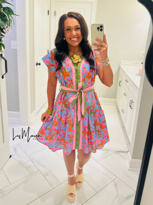 The Tori Blue Floral Dress