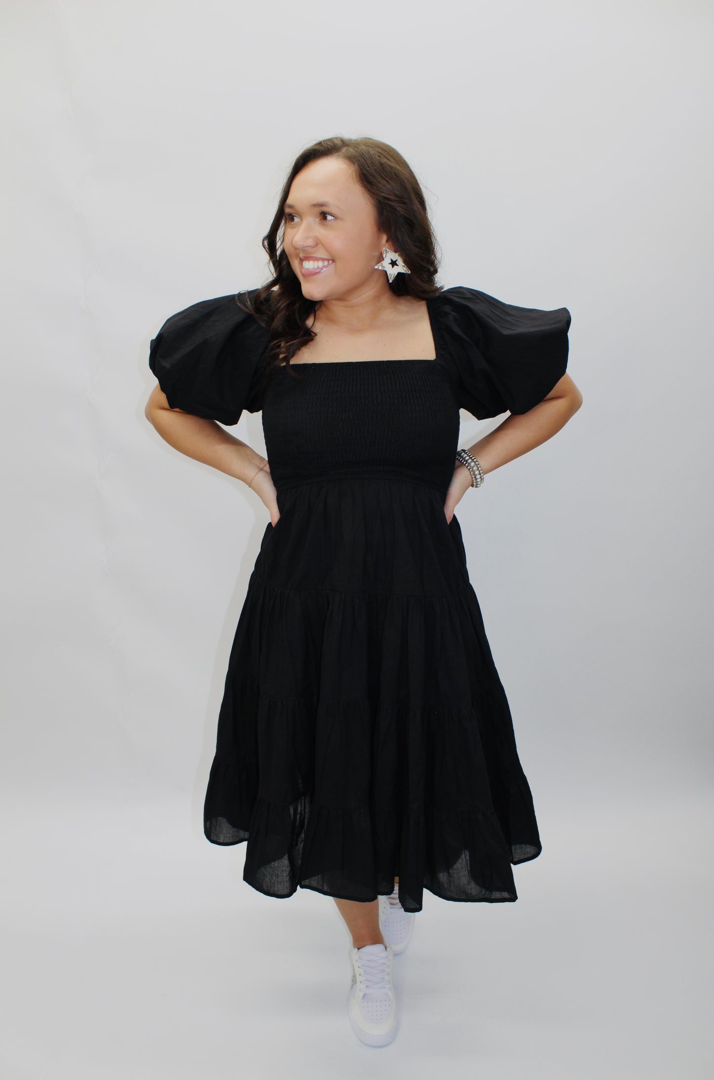 The Everyday Black Smocked Dress