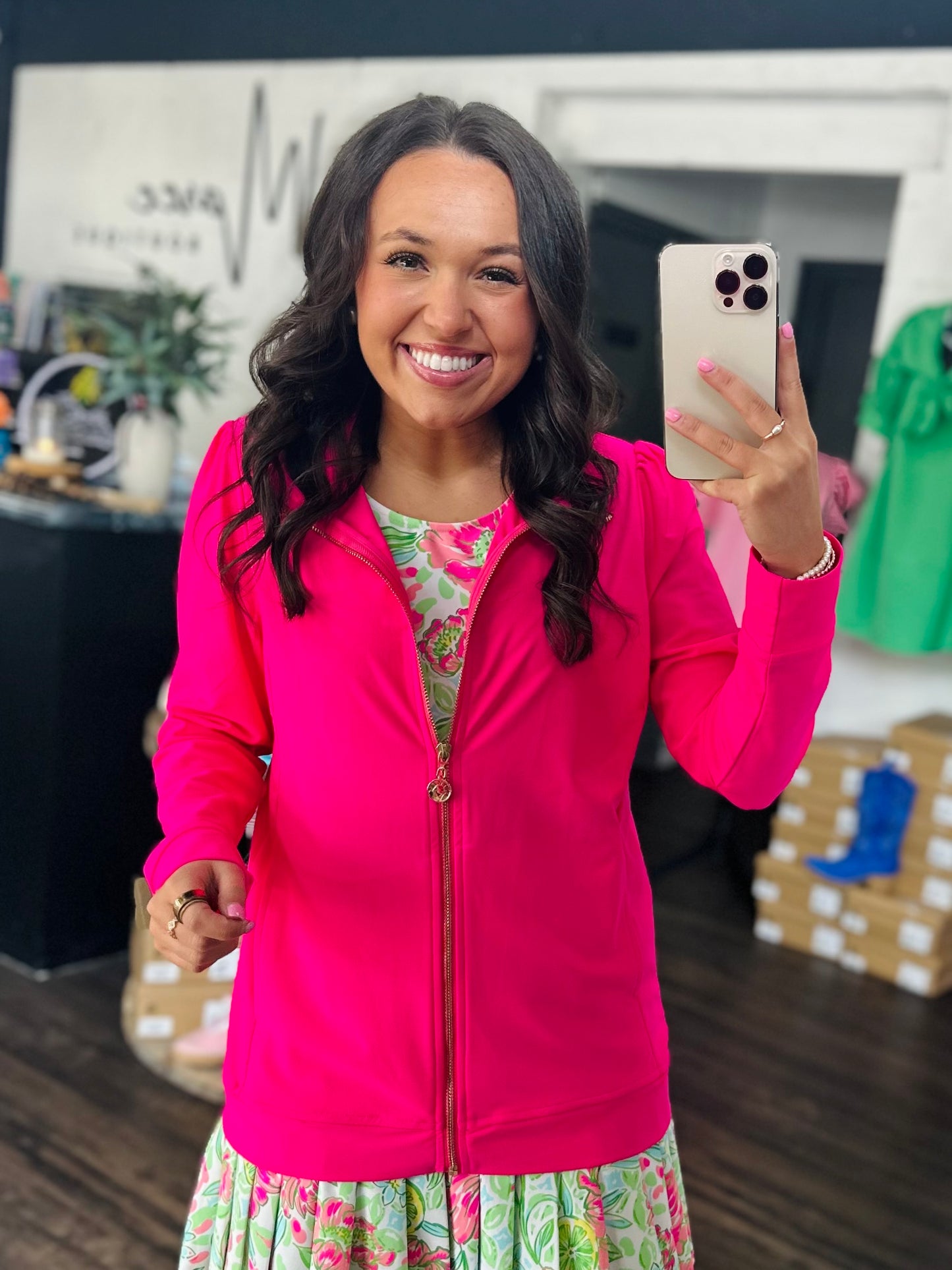 The Alena Hot Pink Full Zip Jacket
