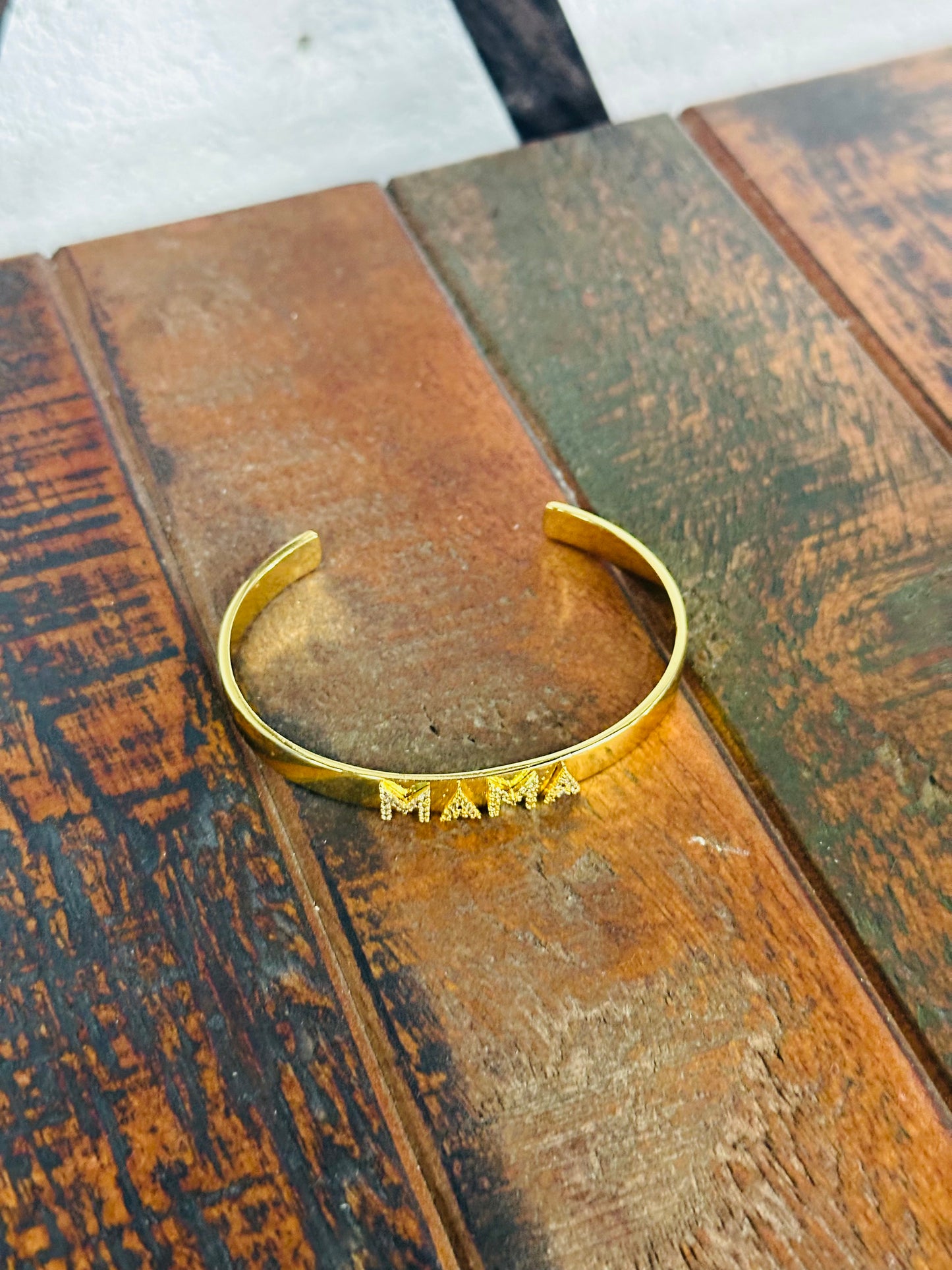 Gold Mama Open Bangle Bracelet