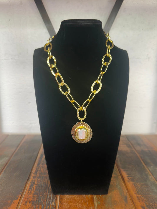 18K Gold Dipped Baroque Pearl Pendant Necklace