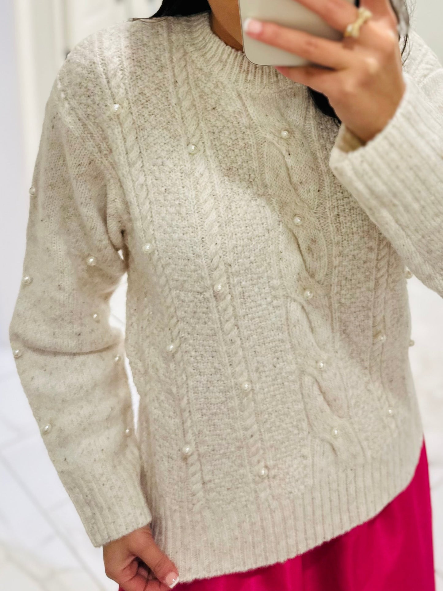 The Wynter Oatmeal Pearl Sweater