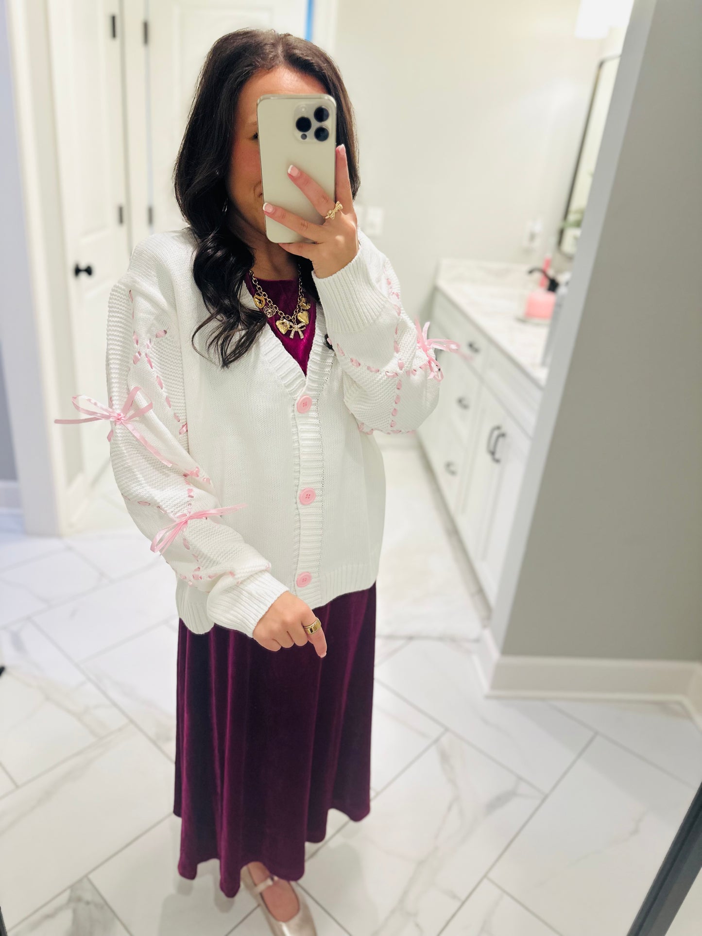 The Alisa Satin Ribbon Sleeve Cardigan