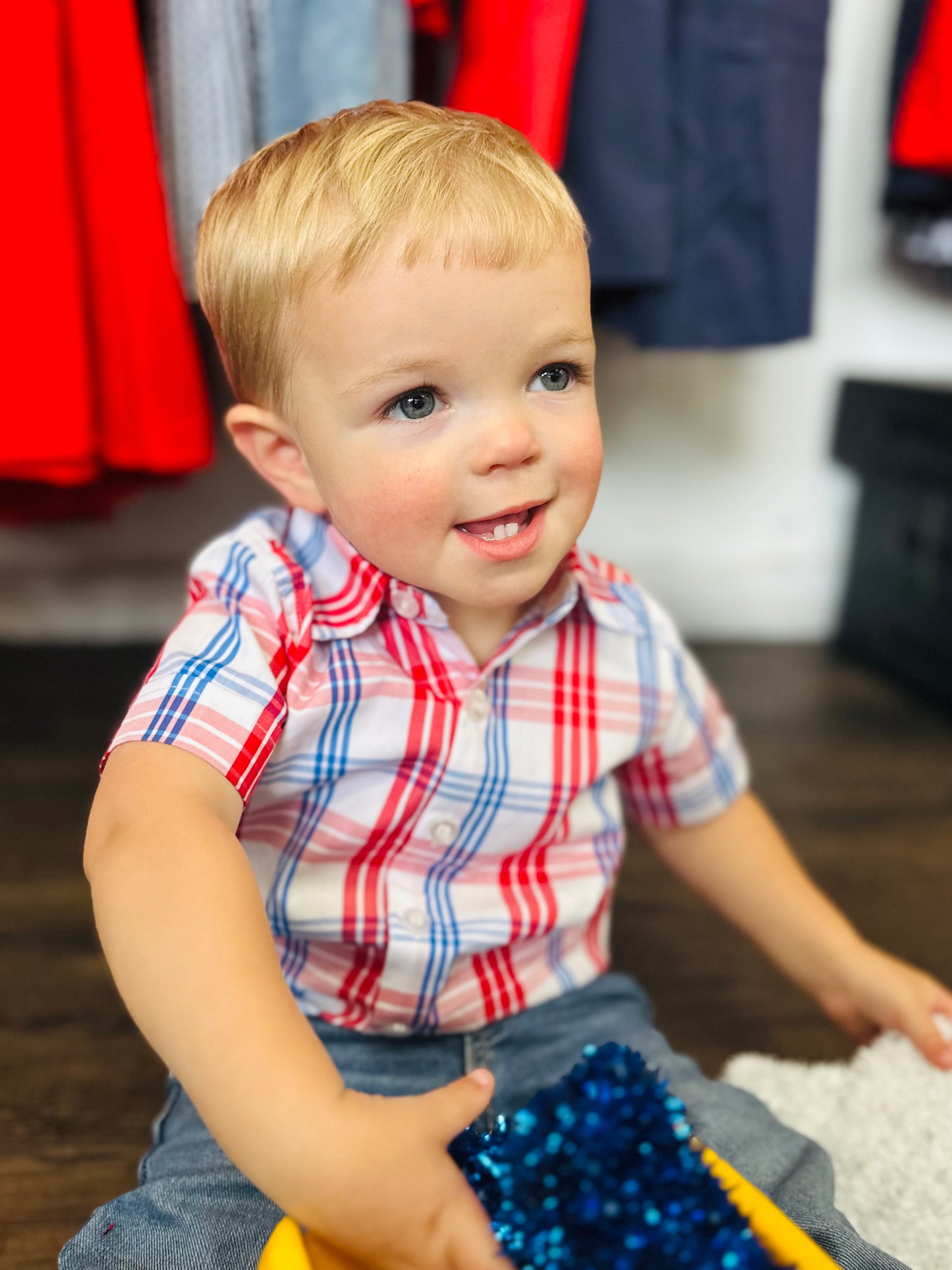 The Boys Lincoln Plaid Short Sleeve Button Down Shirt