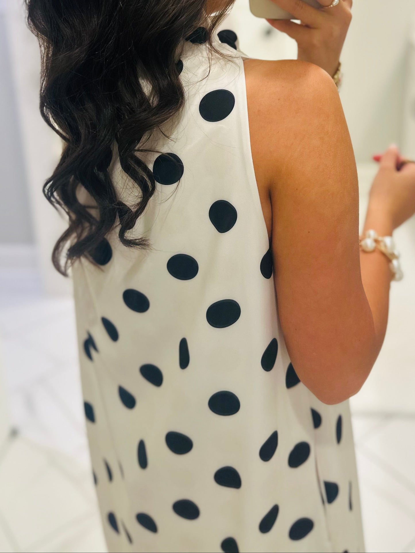 The Belle White + Black Polka Dot Maxi Dress