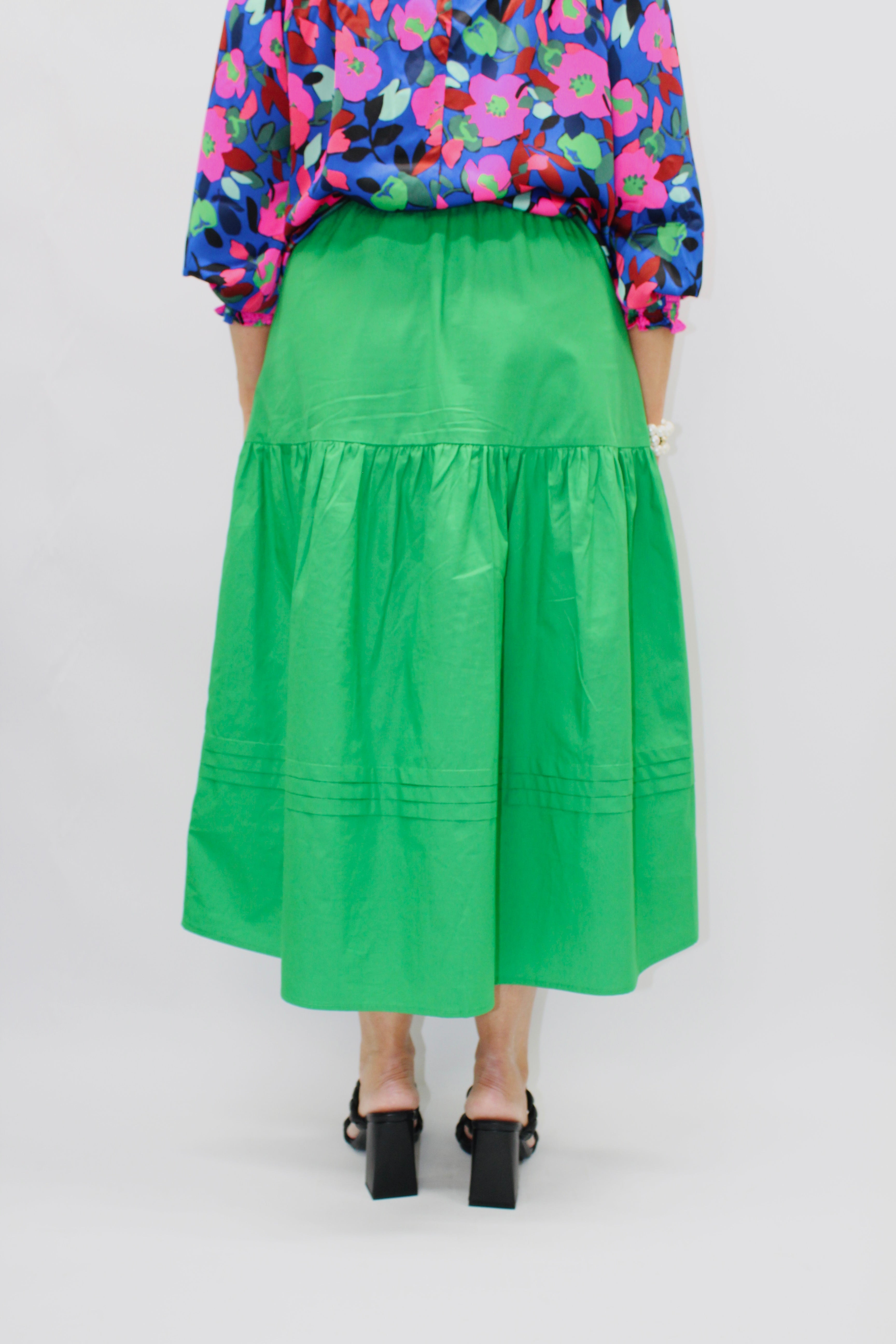 Kelly green midi skirt best sale