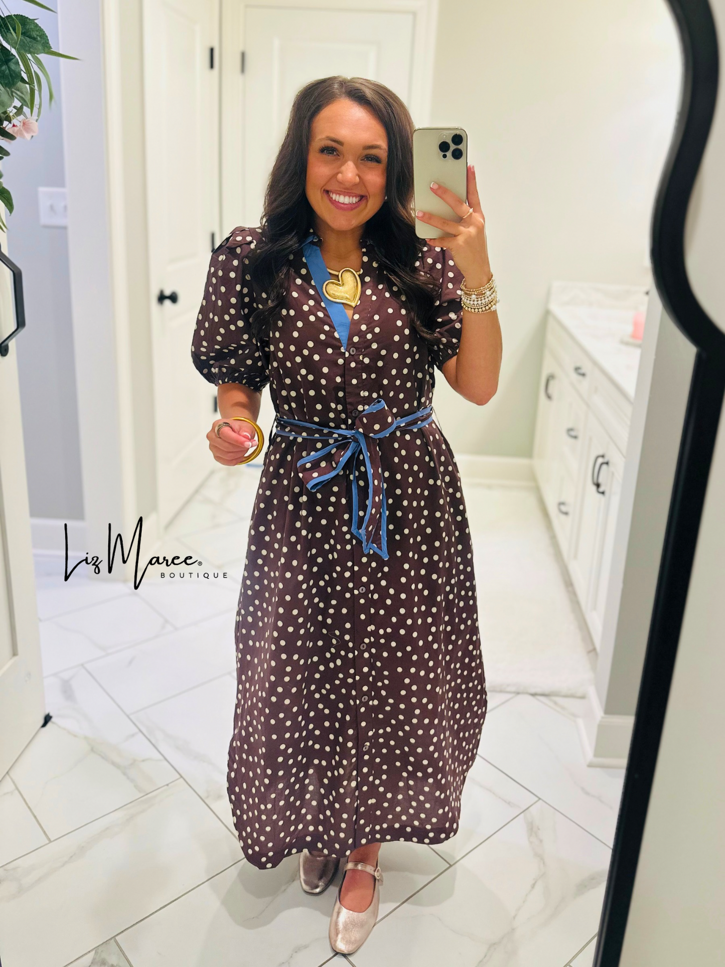 The Ashlee Brown Polka Dot Midi Dress
