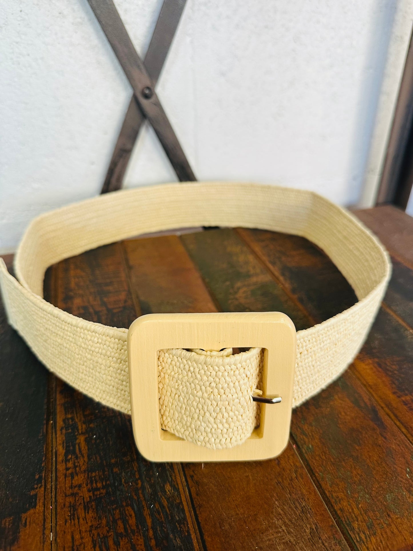 Woven Raffia Square Belt