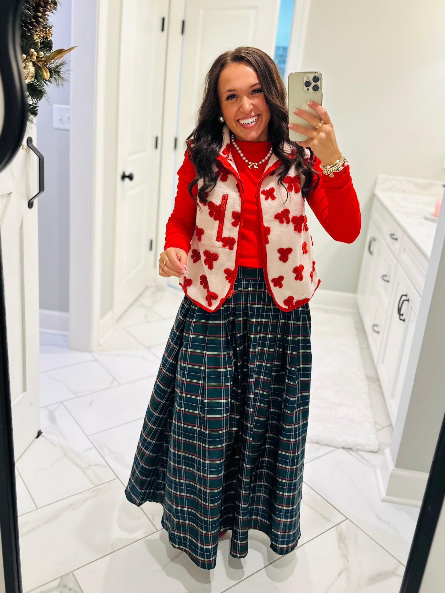 The Tinsley Green Plaid Midi Skirt