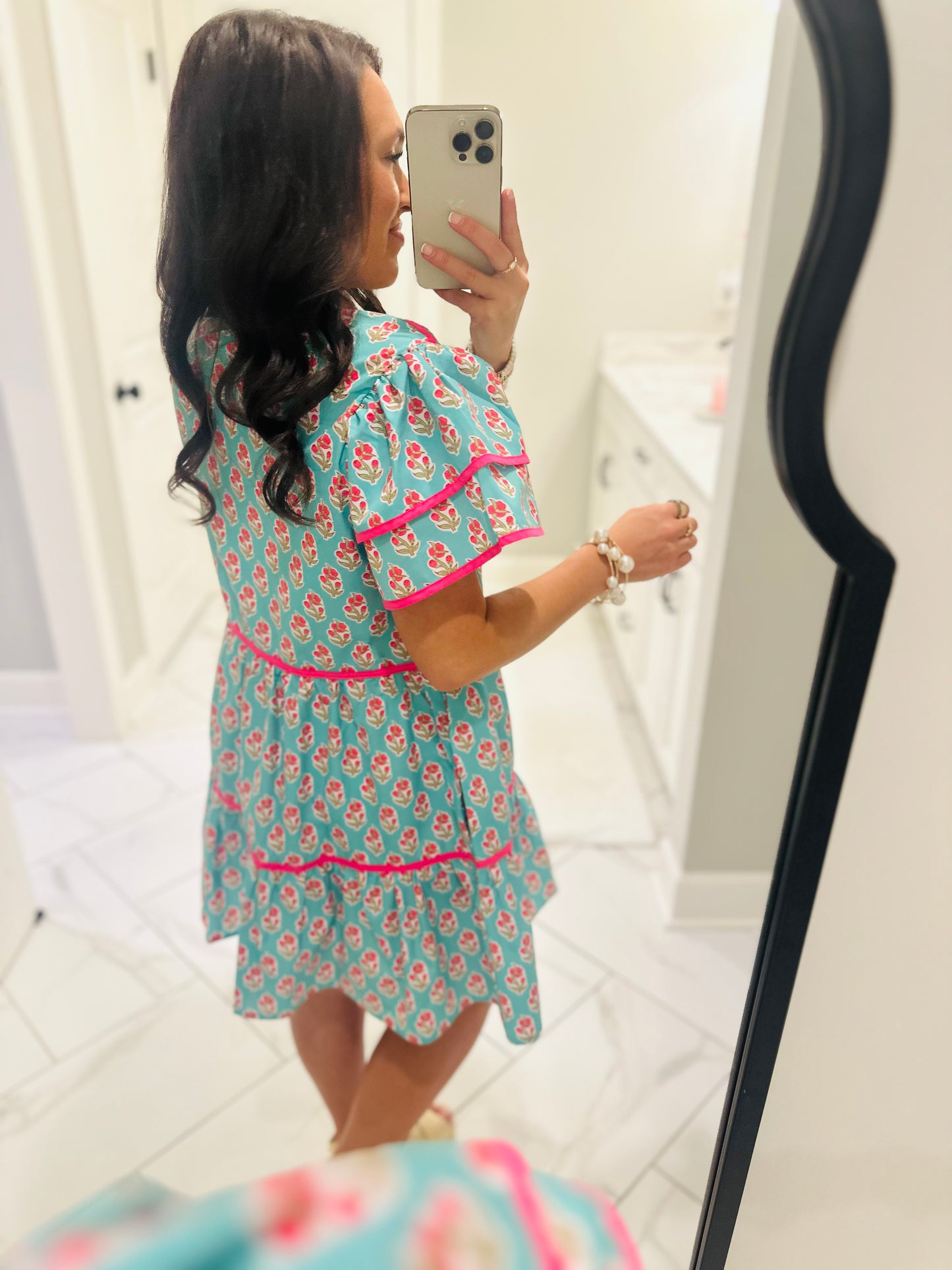 The Valerie Green + Pink Floral Dress