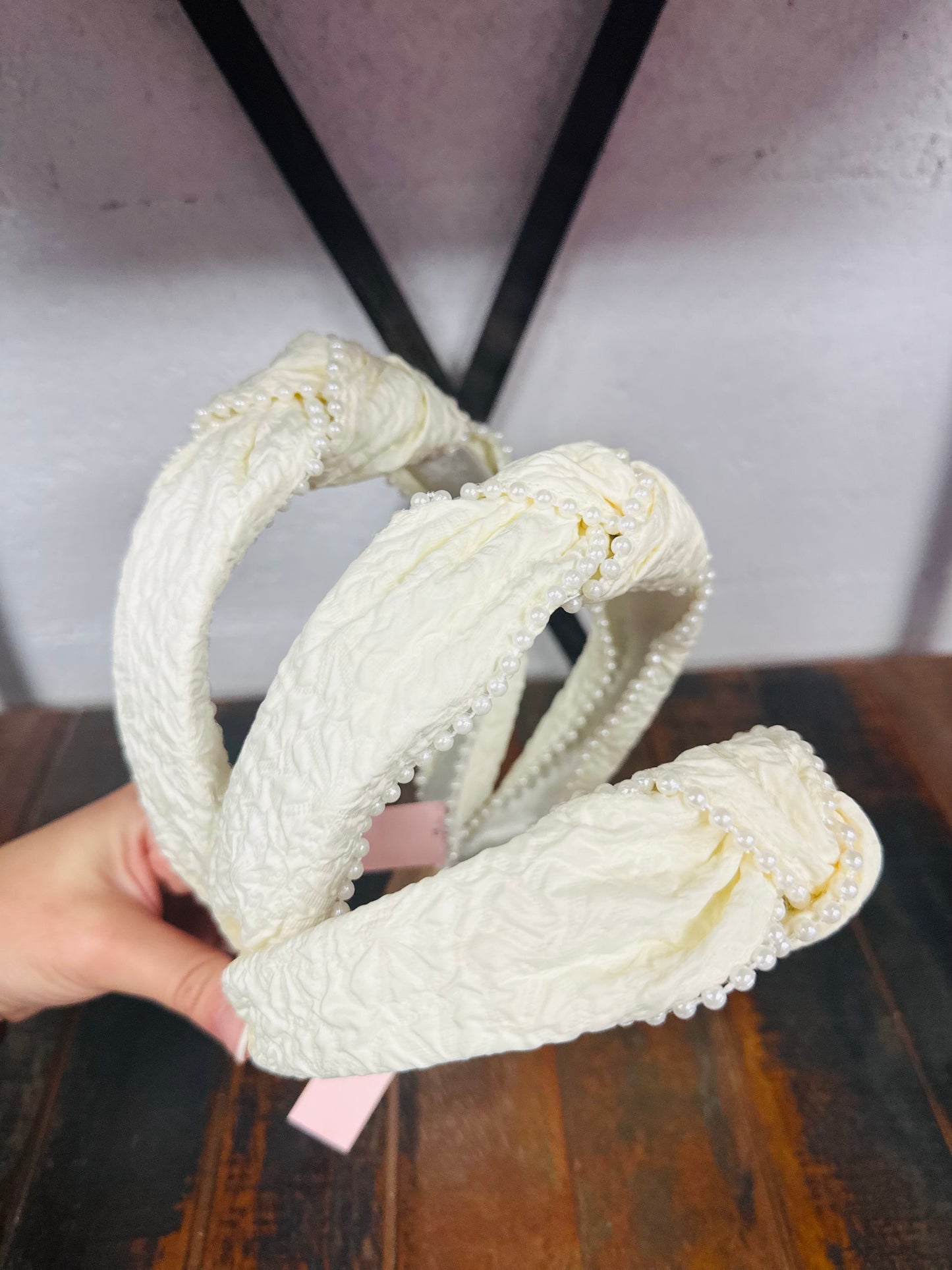 The Elegant Cream Knot Pearl Embellished Headband