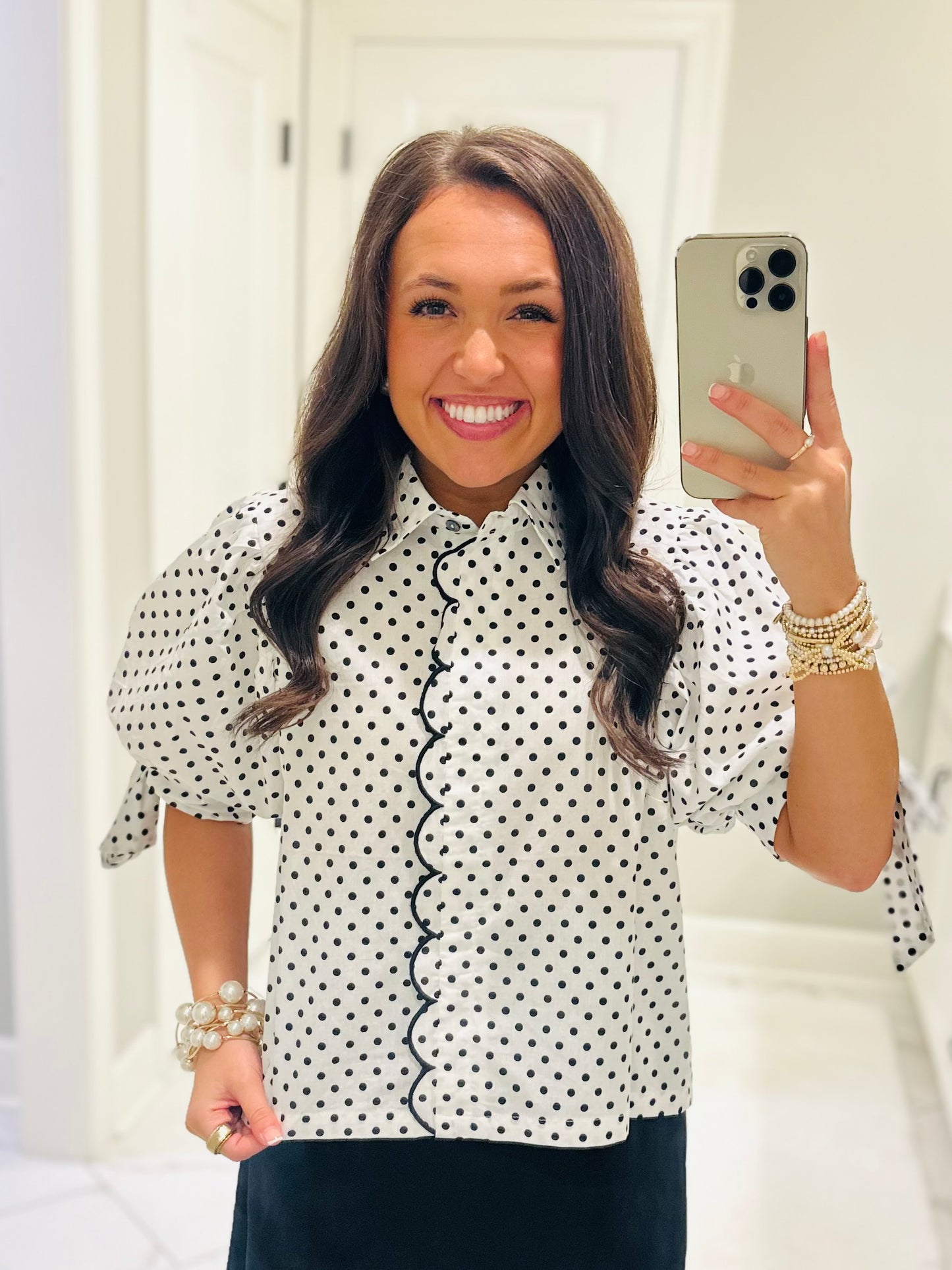 The Tess Black + White Polka Dot Top