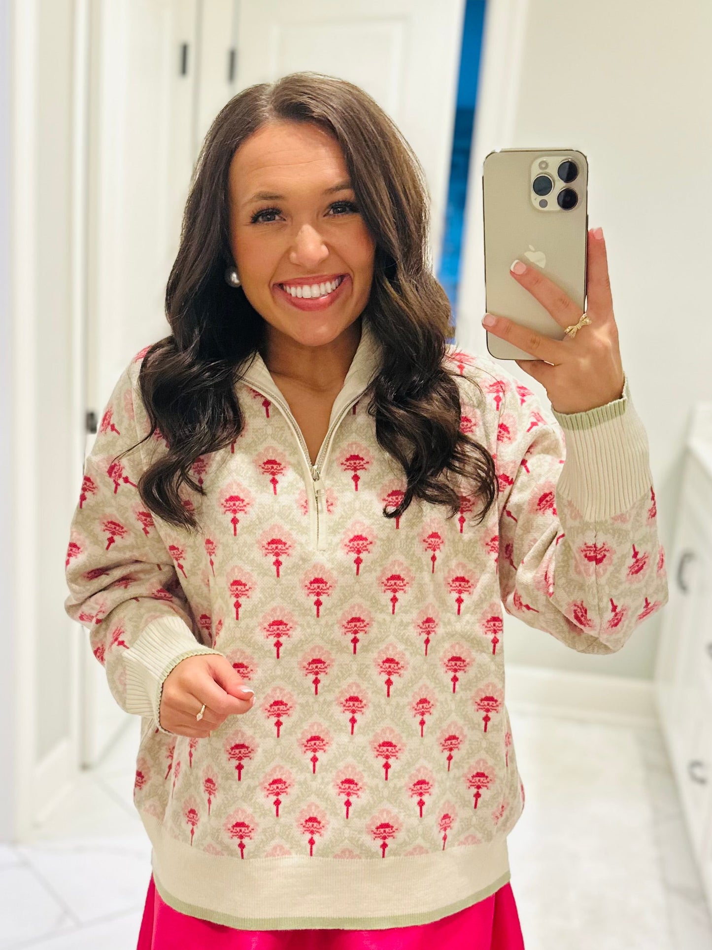 The Oakley Floral Half Zip Pullover