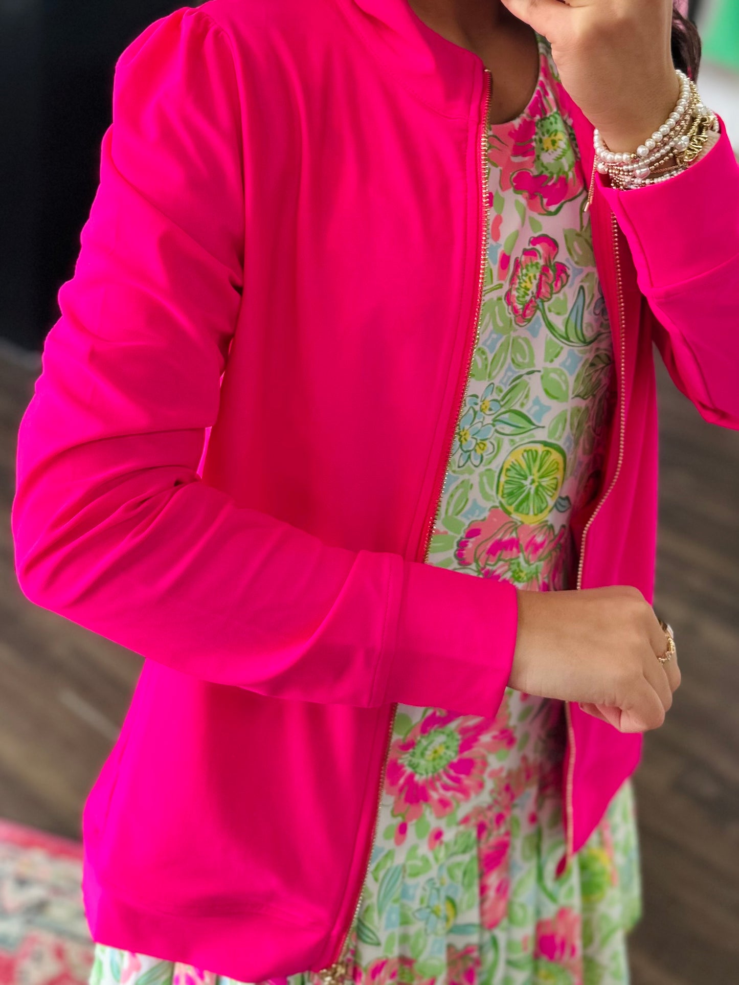 The Alena Hot Pink Full Zip Jacket