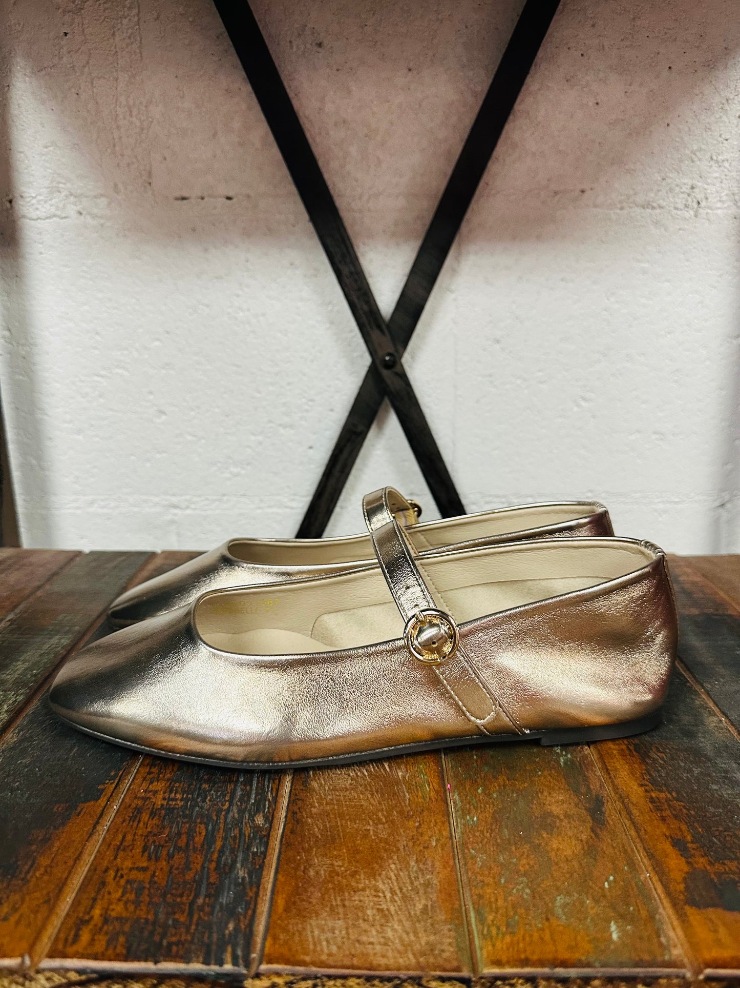 The Annabelle Gold Mary Jane Flat