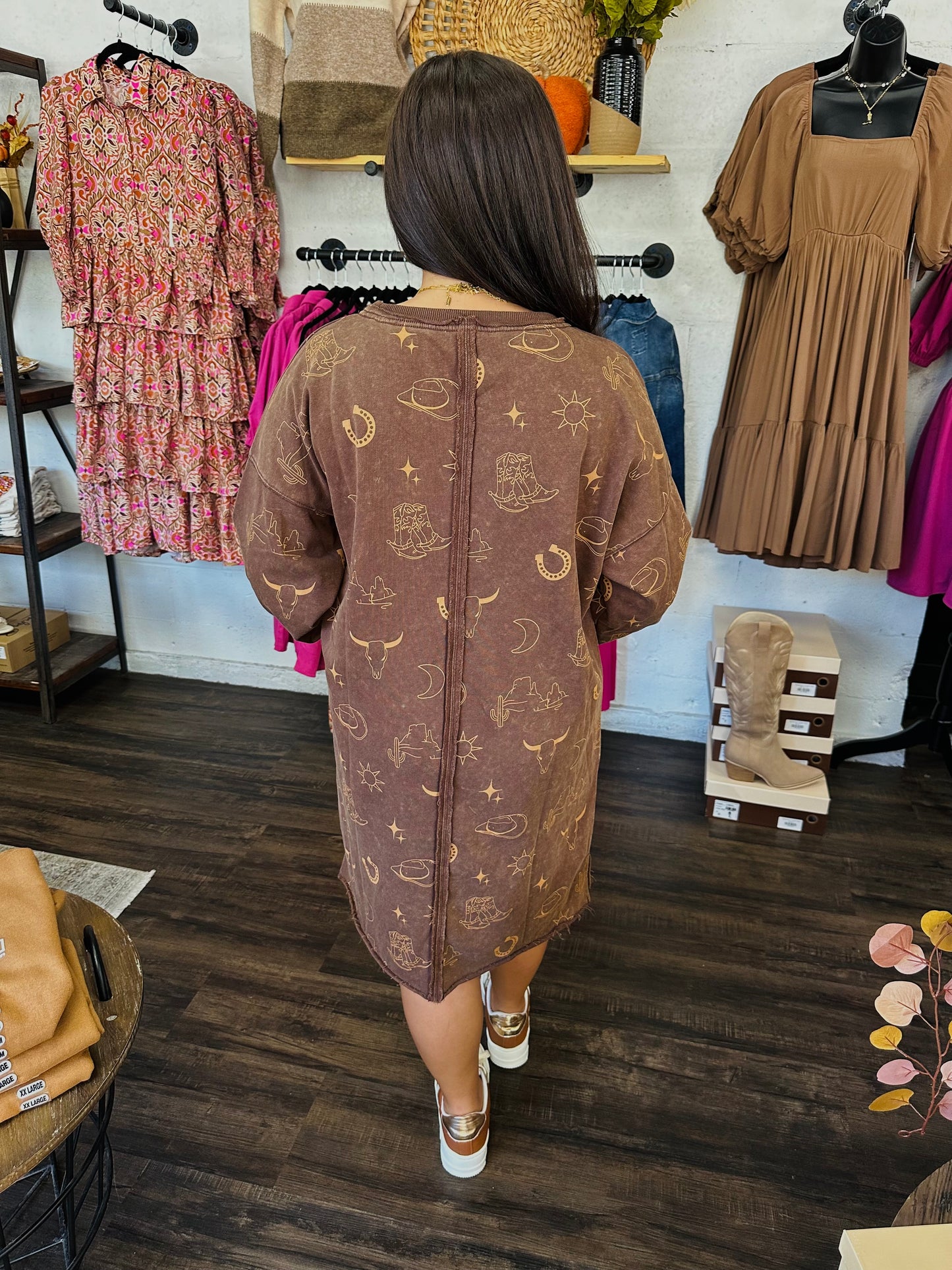 Yeehaw Brown T-shirt Dress