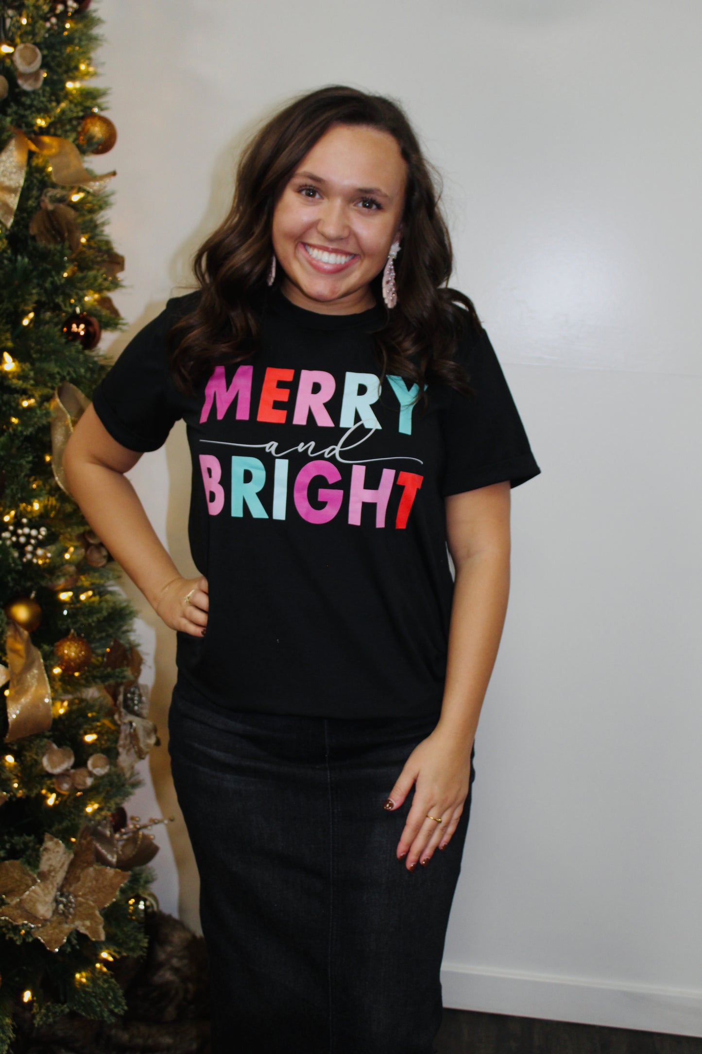 Black Merry & Bright Graphic Tee