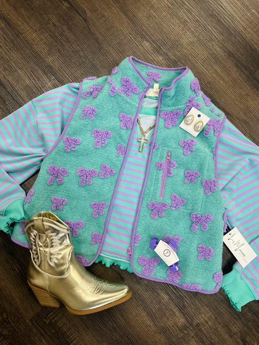 The Mint + Lavender Bow Fleece Vest
