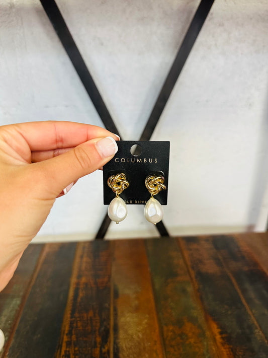 Pearl Drop Love Knot Earring