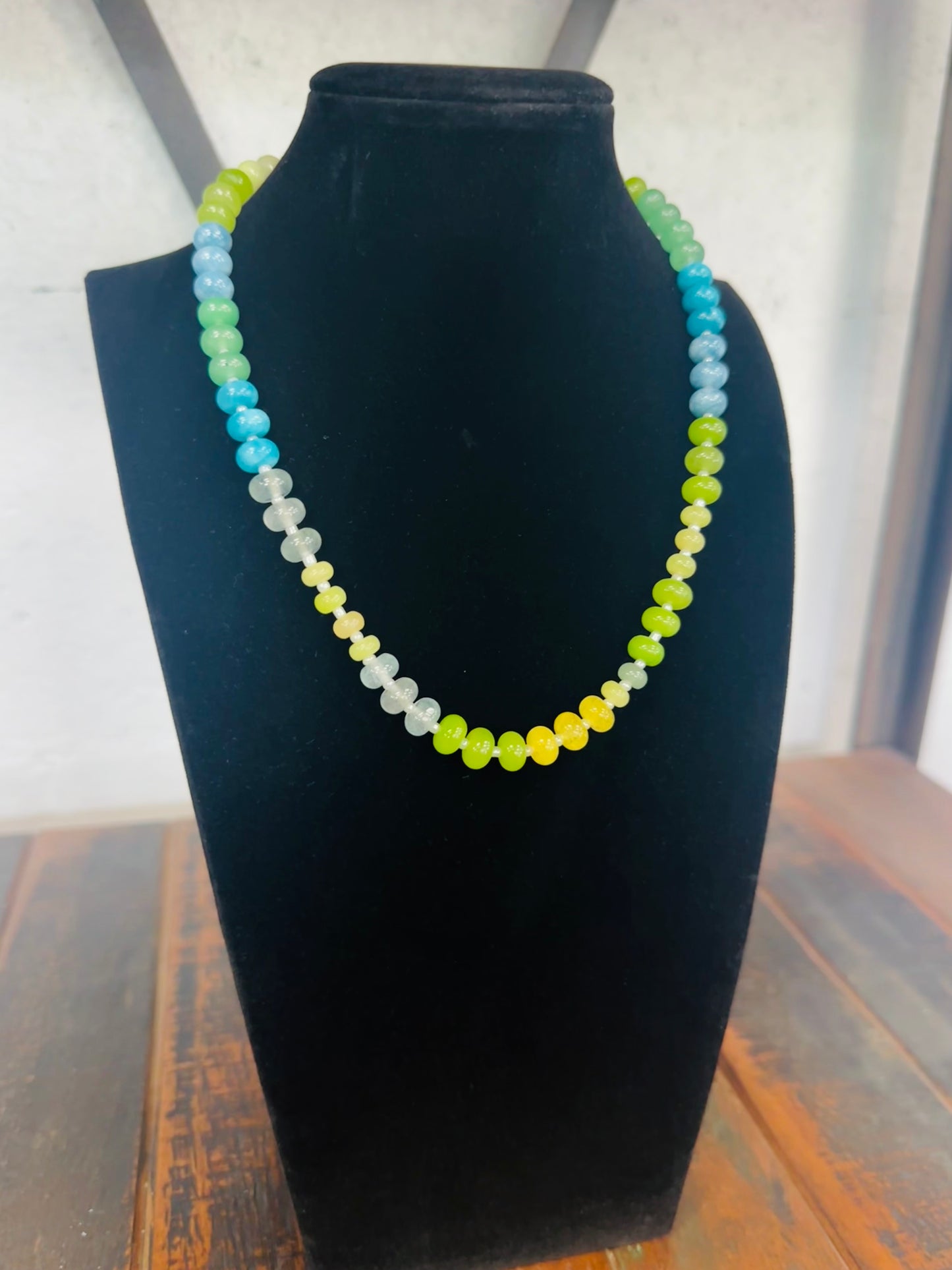Green Multi Rondelle Stone Necklace