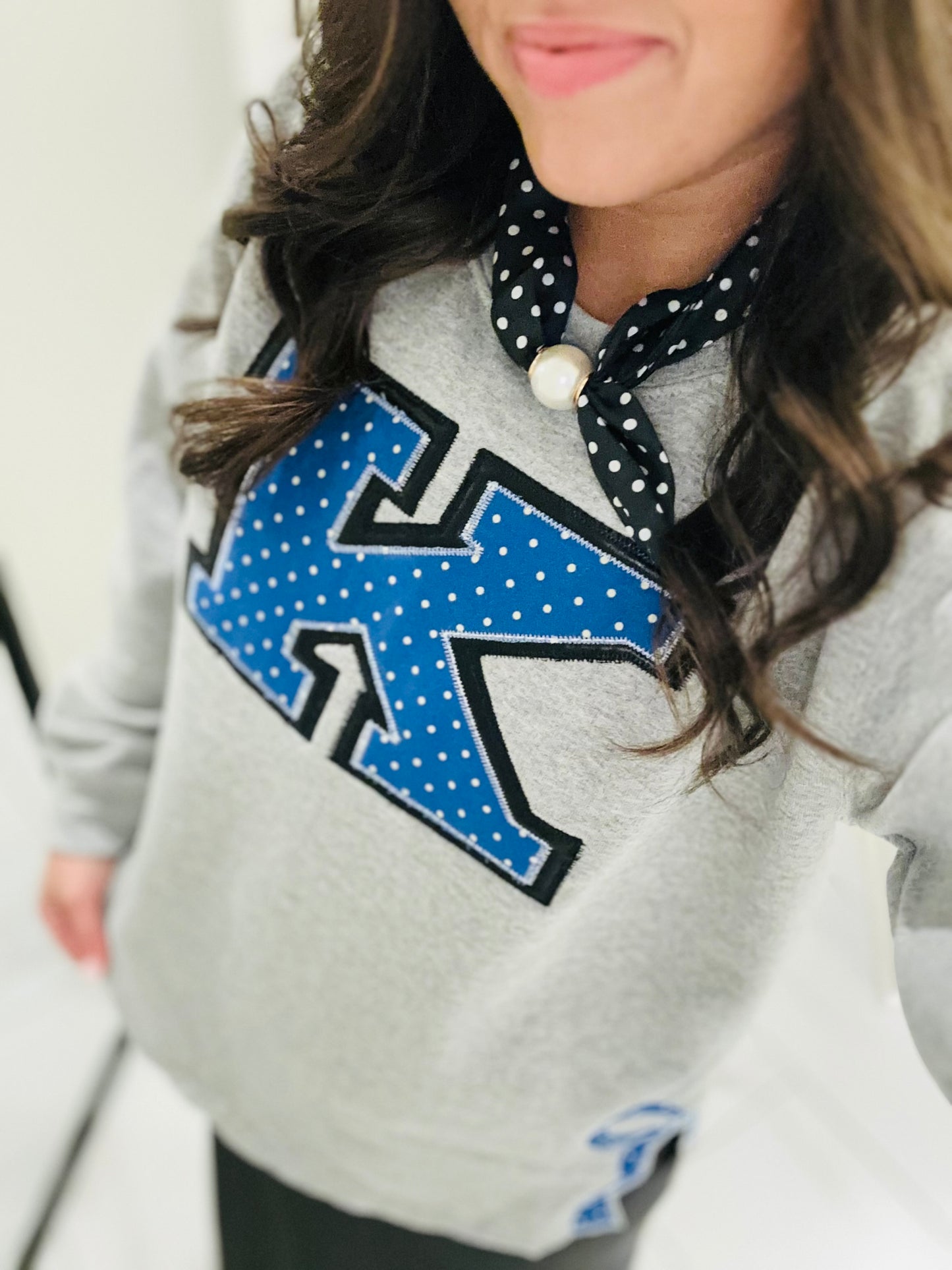 The Kentucky Polka Dot Embroidered Bow Side Sweatshirt