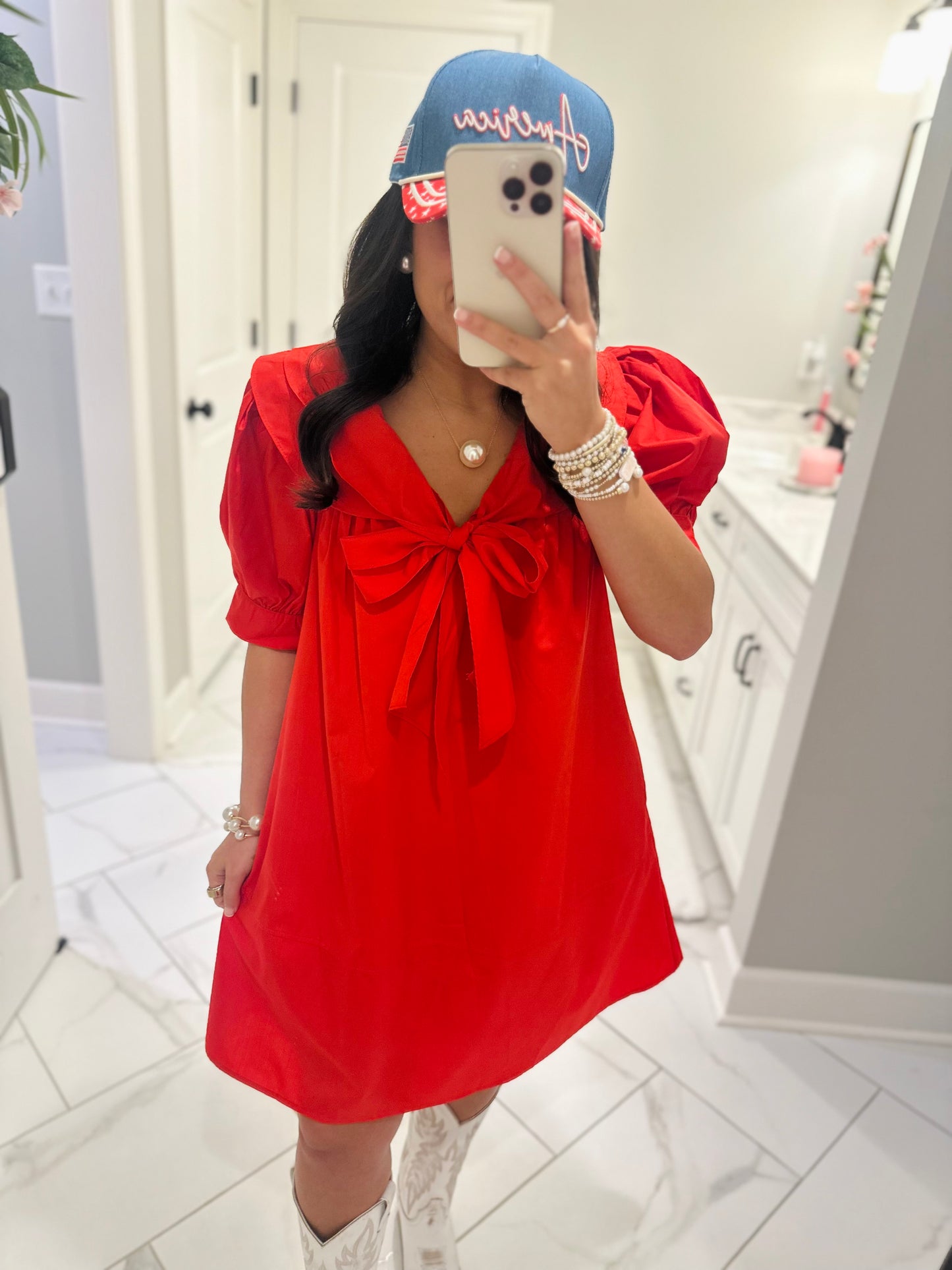 The Emmy Red Bow Dress