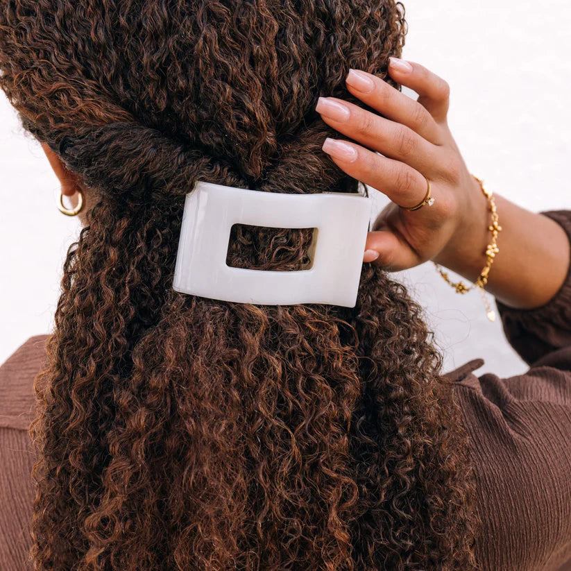 Coconut White Rectangle Flat Hair Clip