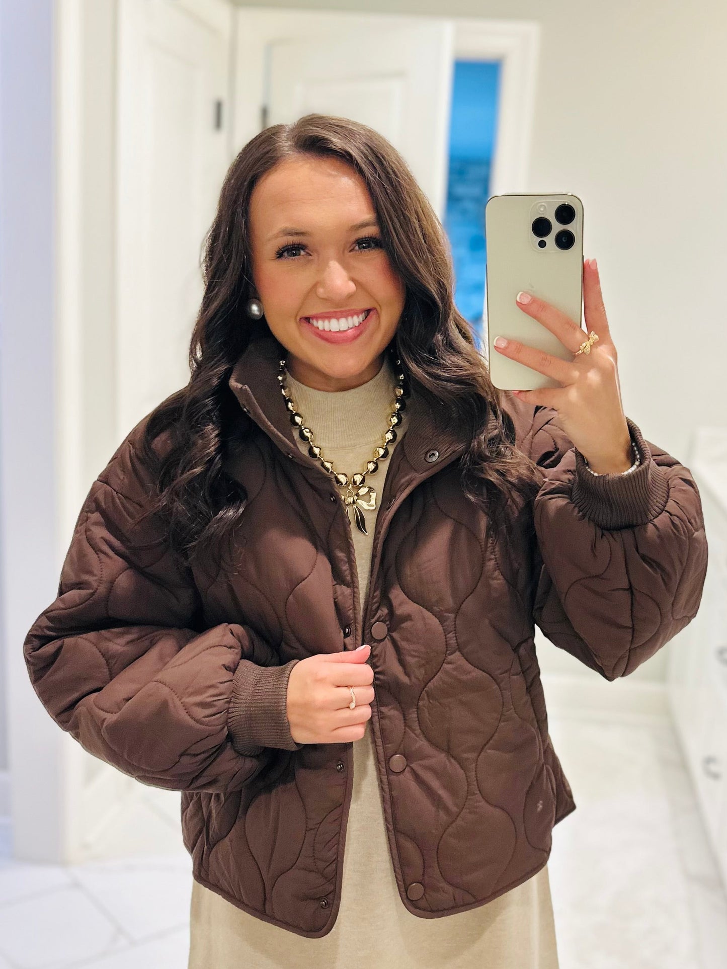 The Sarah Chocolate Brown Quilted Jacket