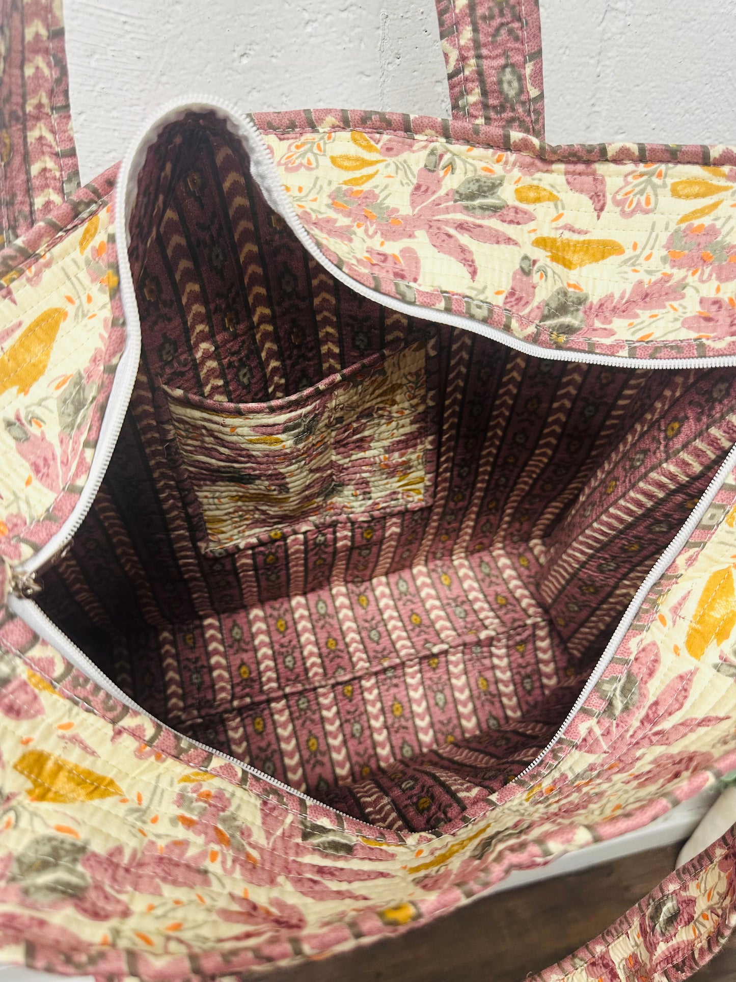 The Mauve Floral Quilted Tote Bag