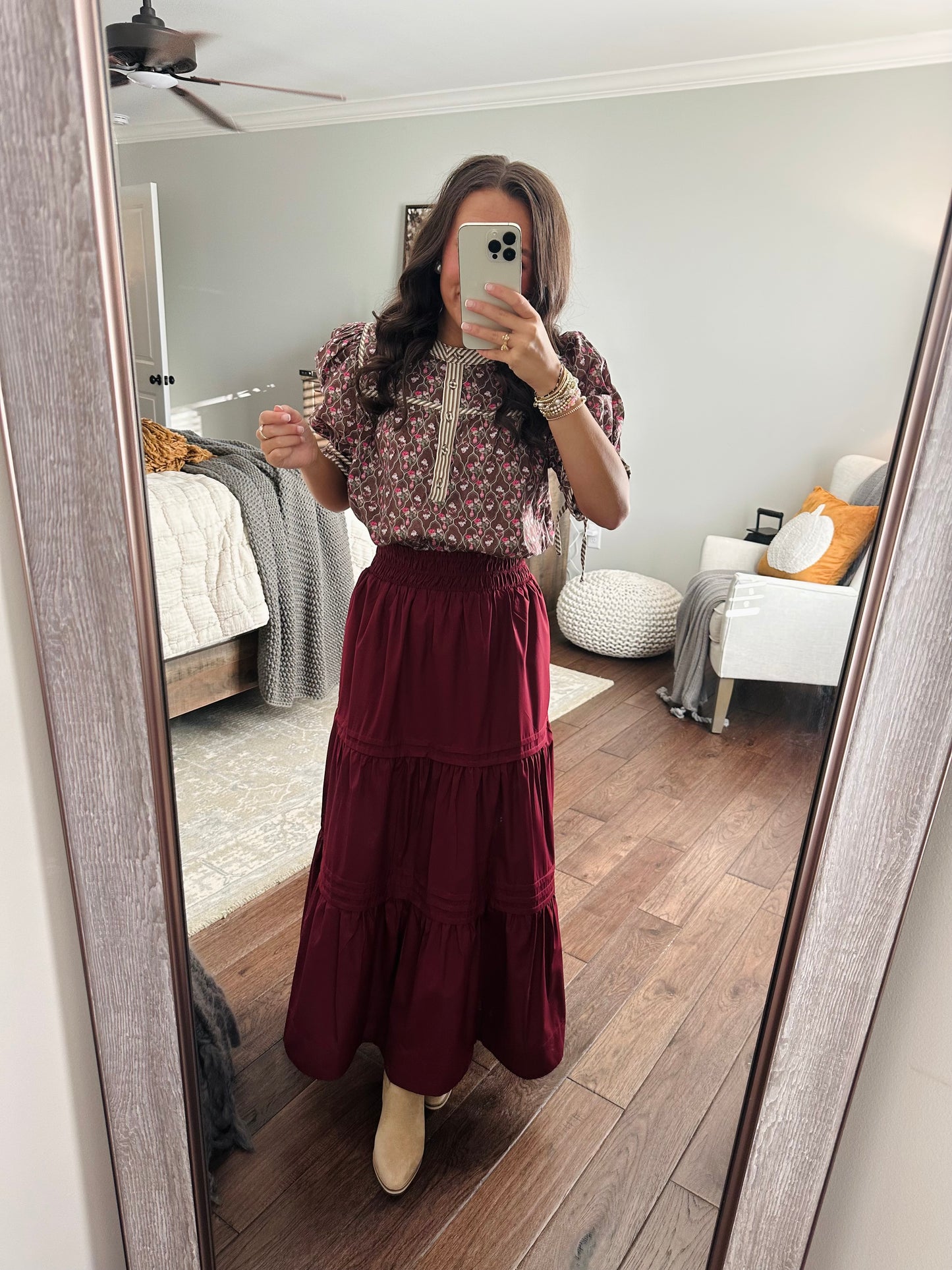 The Ruth Burgundy Maxi Skirt