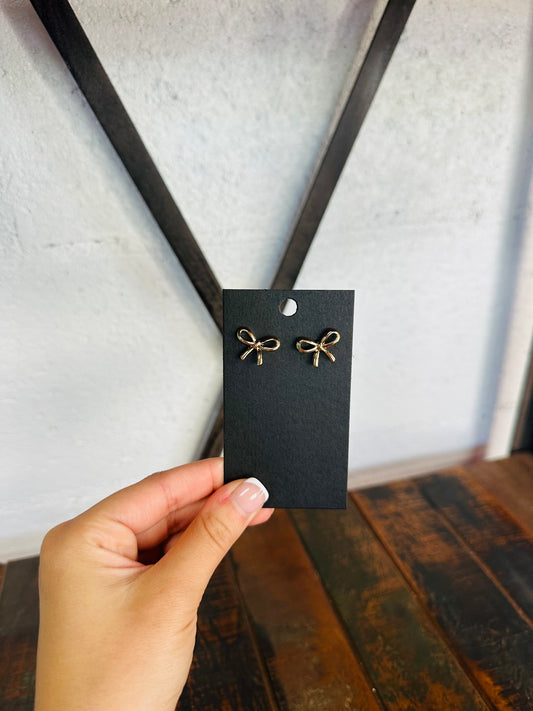 Gold Bow & Pearl Stud Post Earring