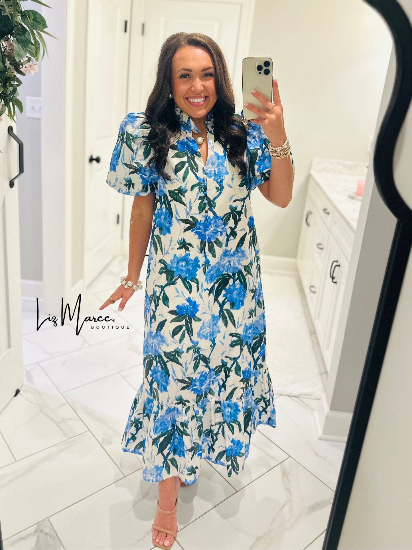 The Jane Blue Floral Midi Dress