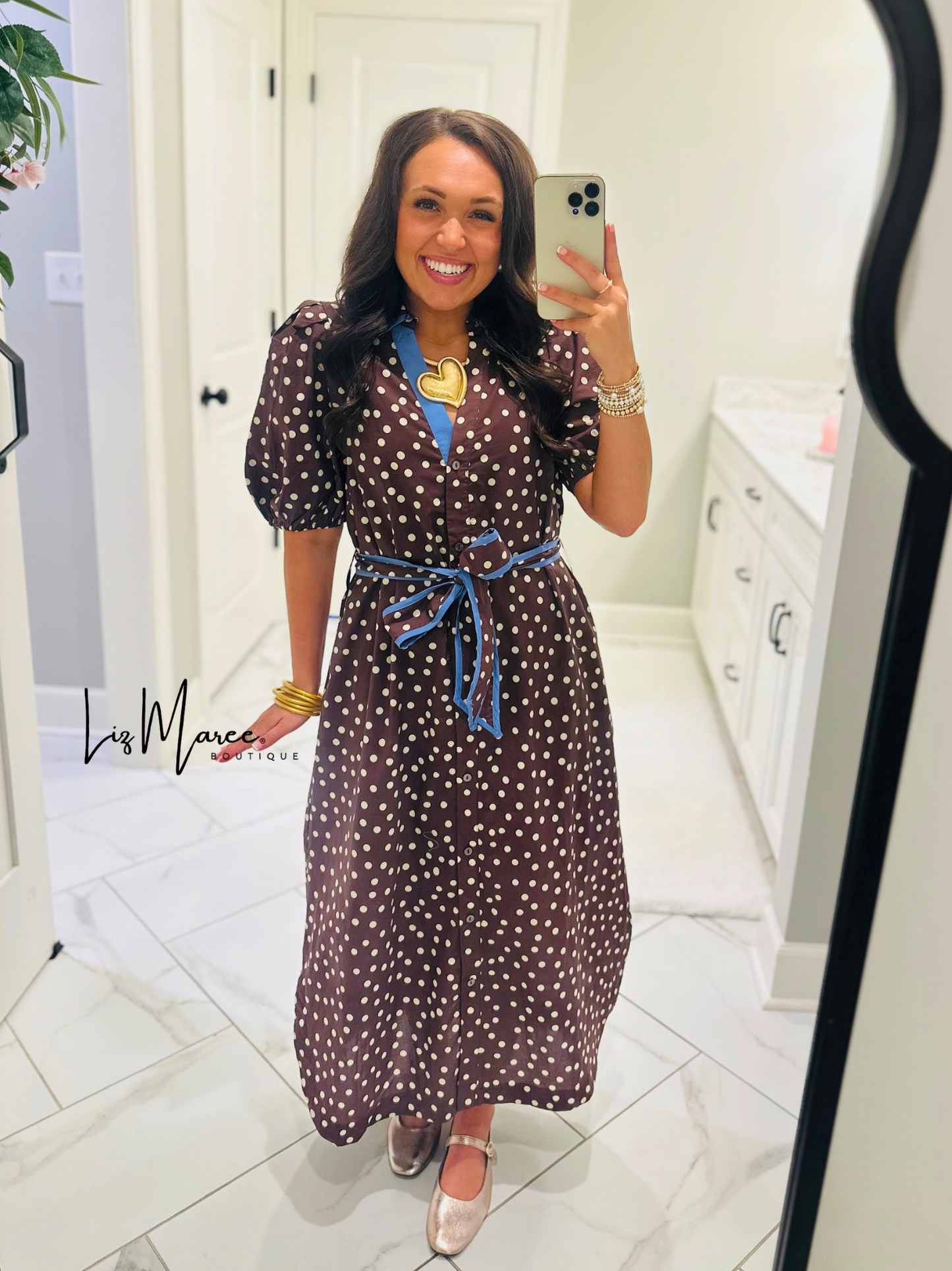 The Ashlee Brown Polka Dot Midi Dress