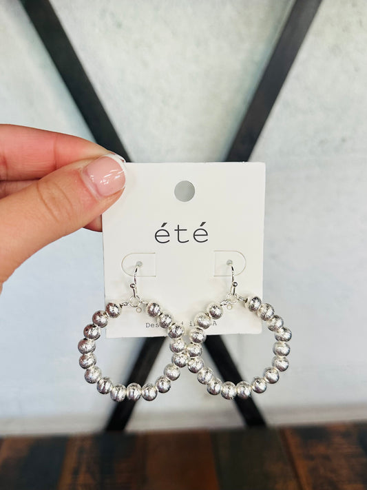 Silver Satin Ball Round Earring