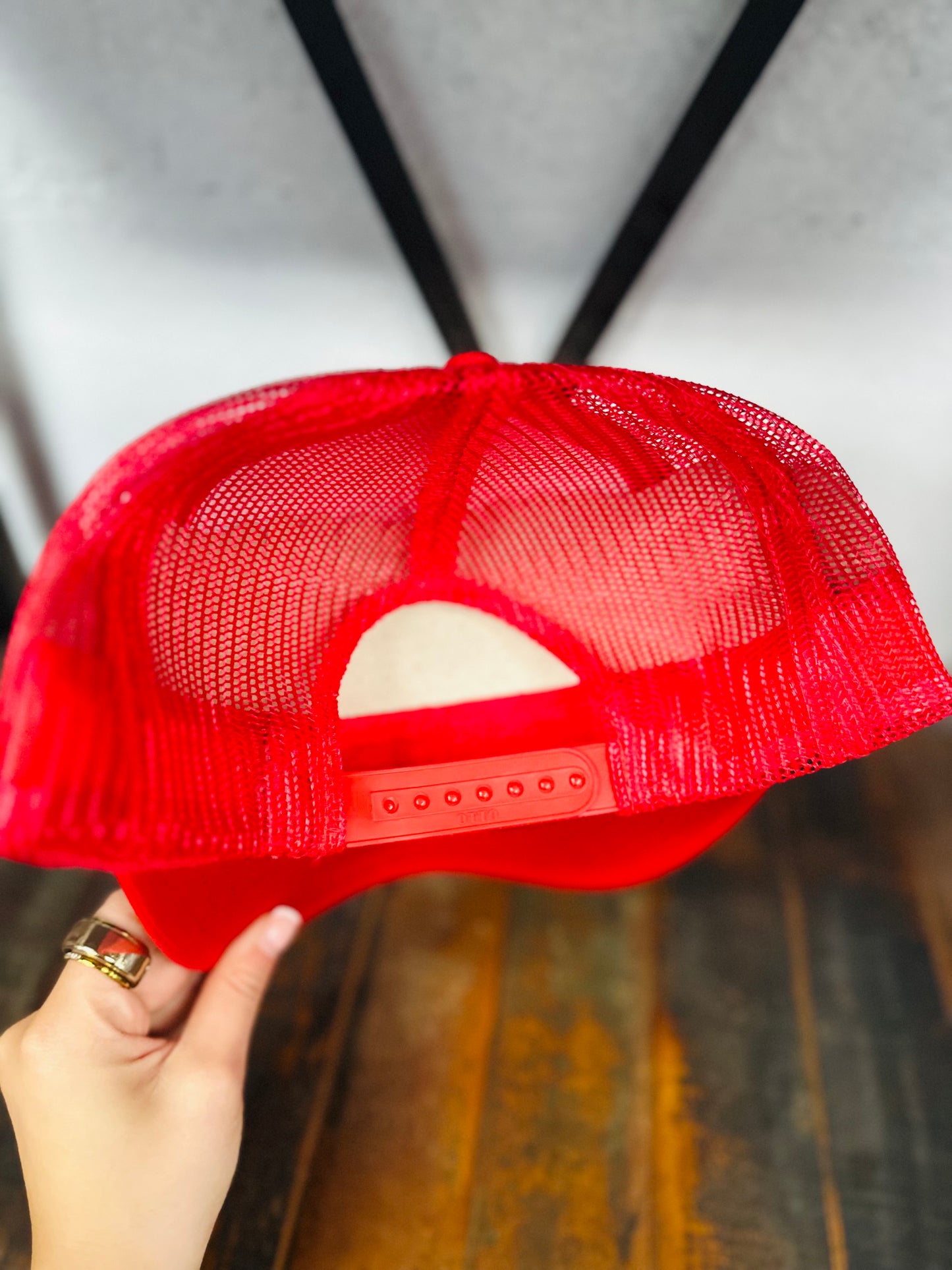 Red Feather + Turquoise Stone Trucker Hat