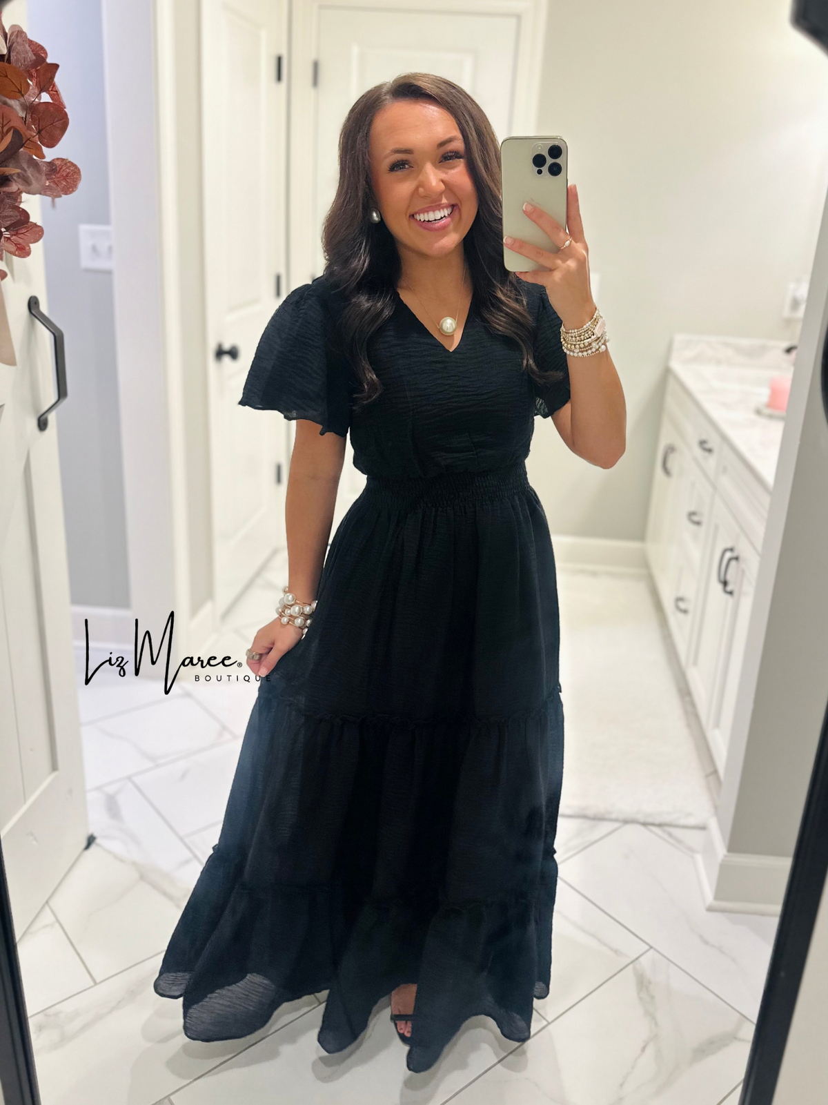 The Taylor Black Tiered Maxi Dress