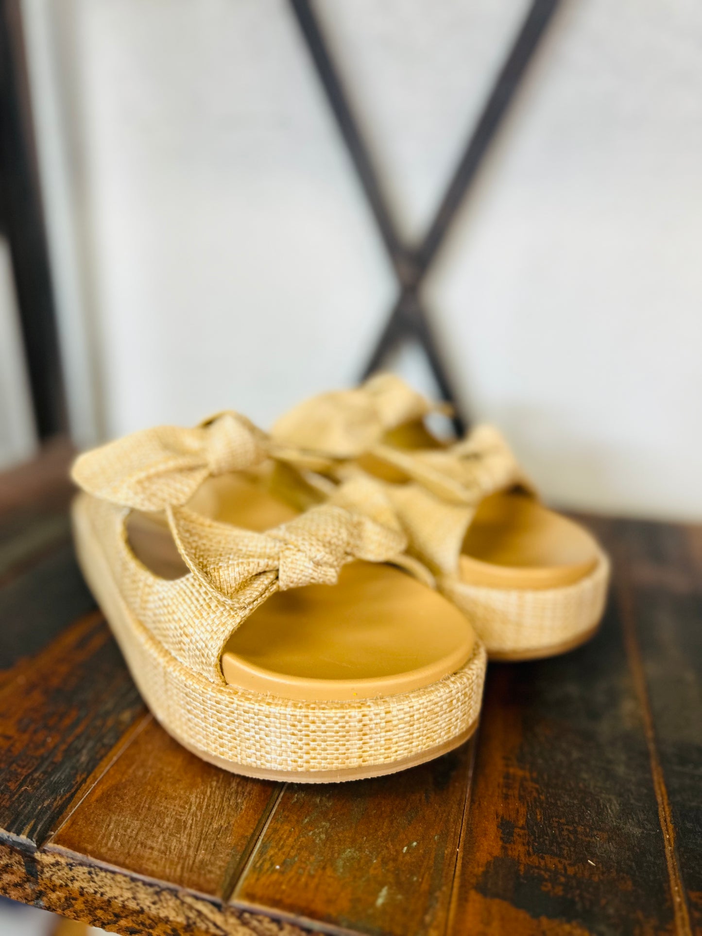The Kiki Raffia Bow Platform Sandal