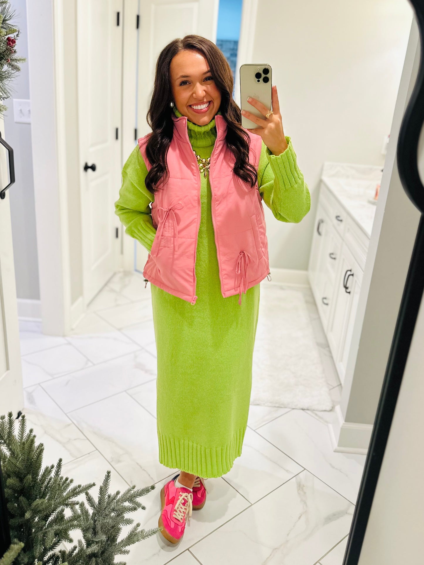 The Rose Pink Bow Detail Vest