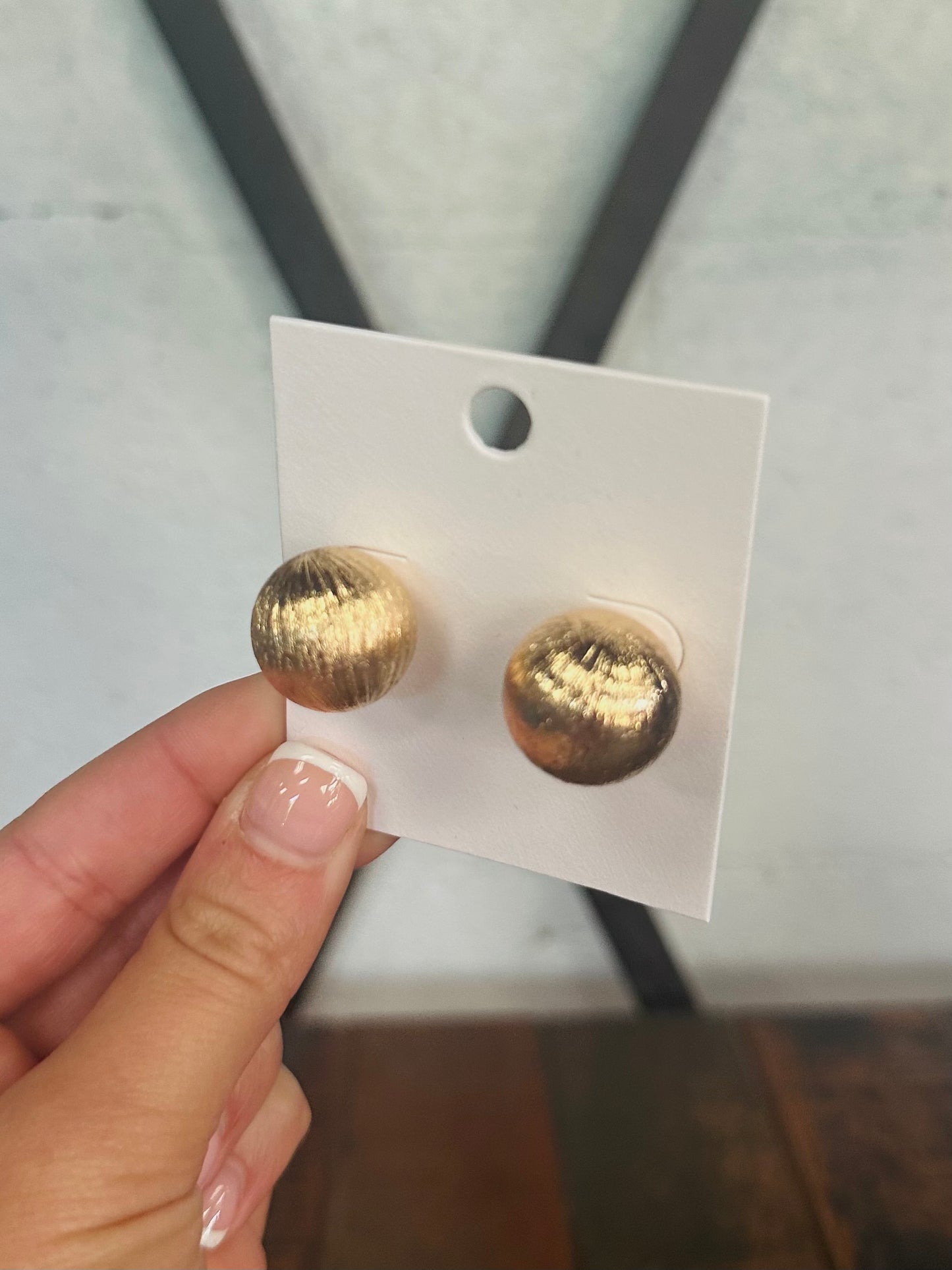 Brushed Gold Big Ball Stud Earring
