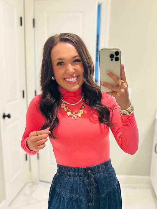 The Taffy Pink Long Sleeve Turtleneck Top