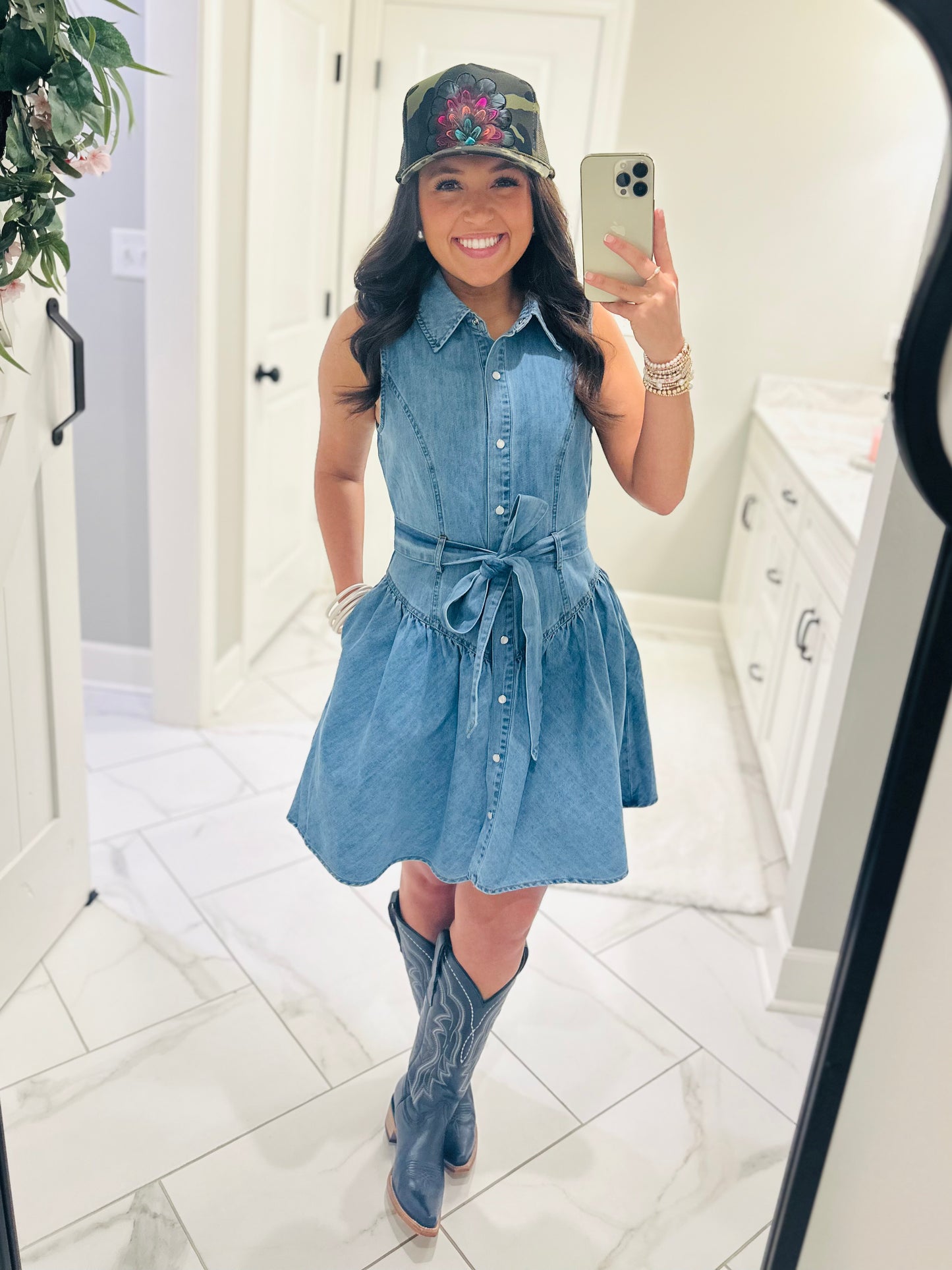 The Remi Denim Sash Belt Dress
