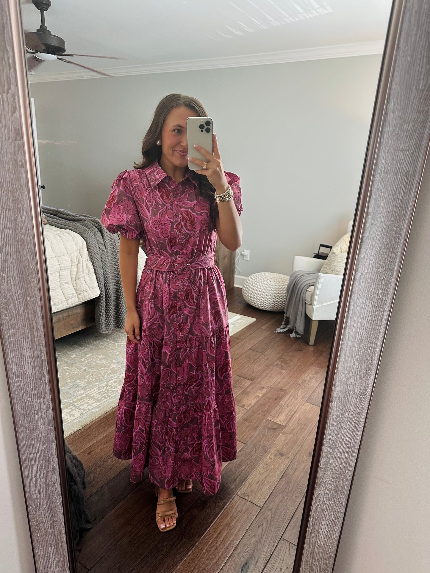 The Danyale Rosy Brown Floral Midi Dress