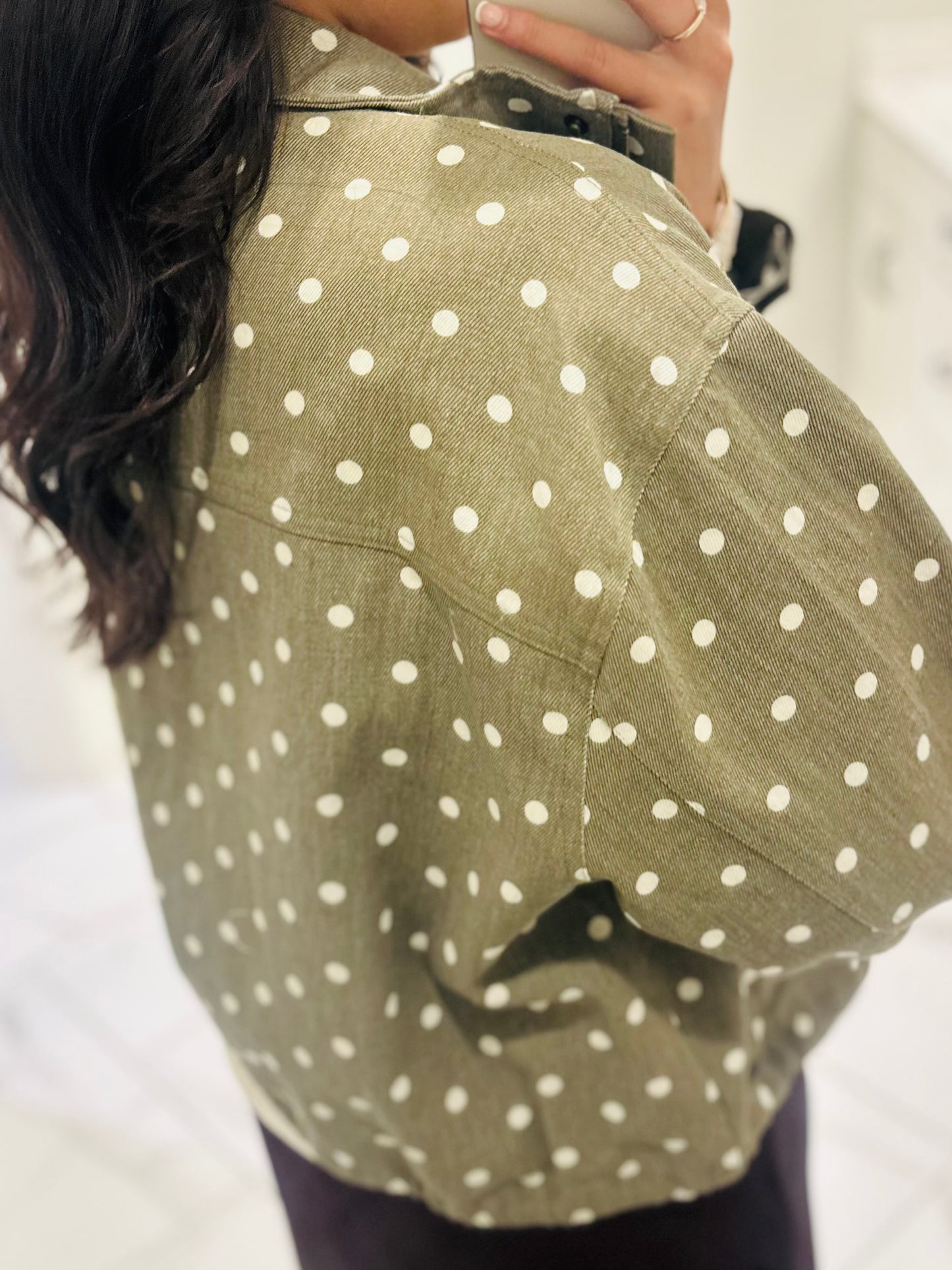 The Reese Olive Polka Dot Jacket